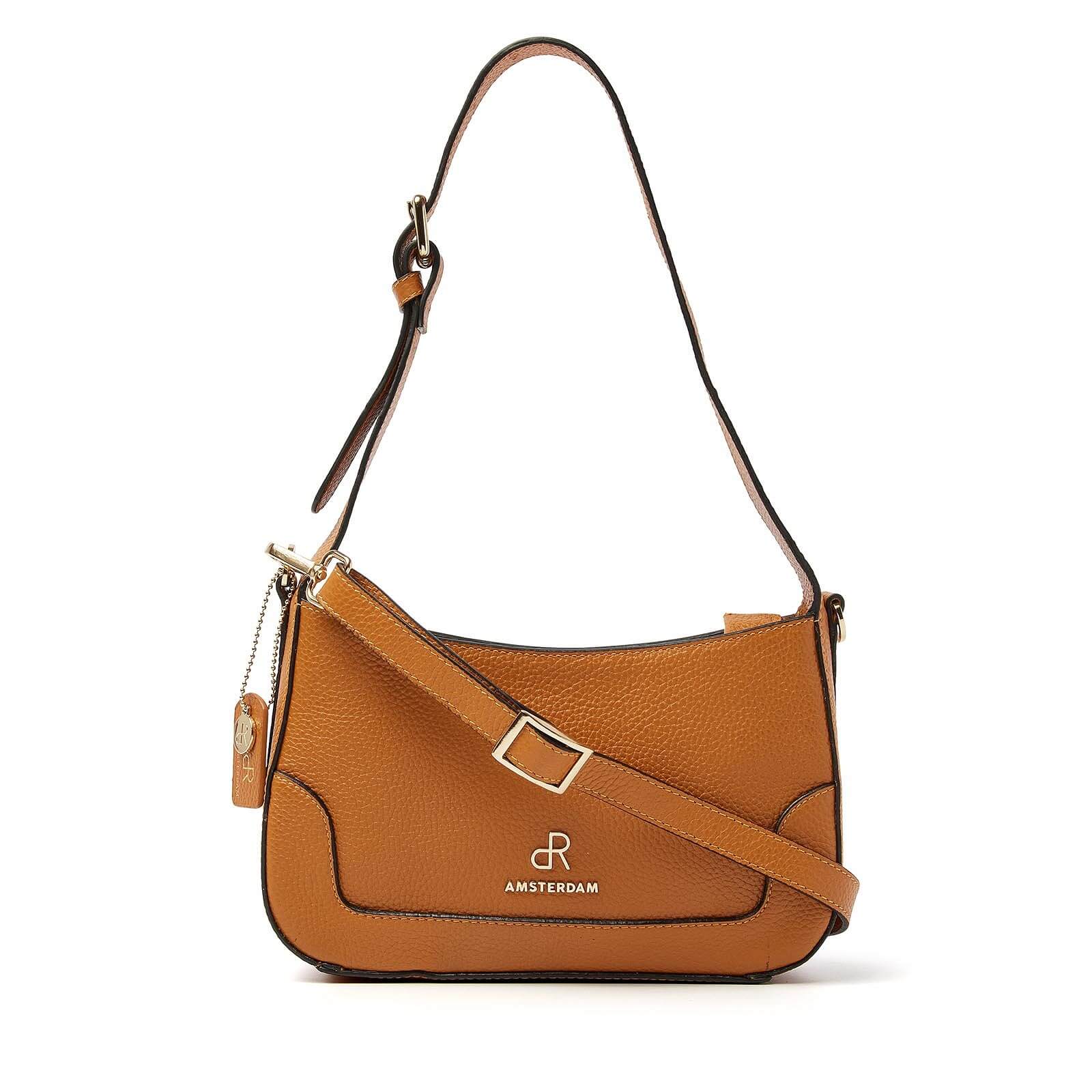 dR Amsterdam leren schoudertas Mint voor dames 1103682 oranje