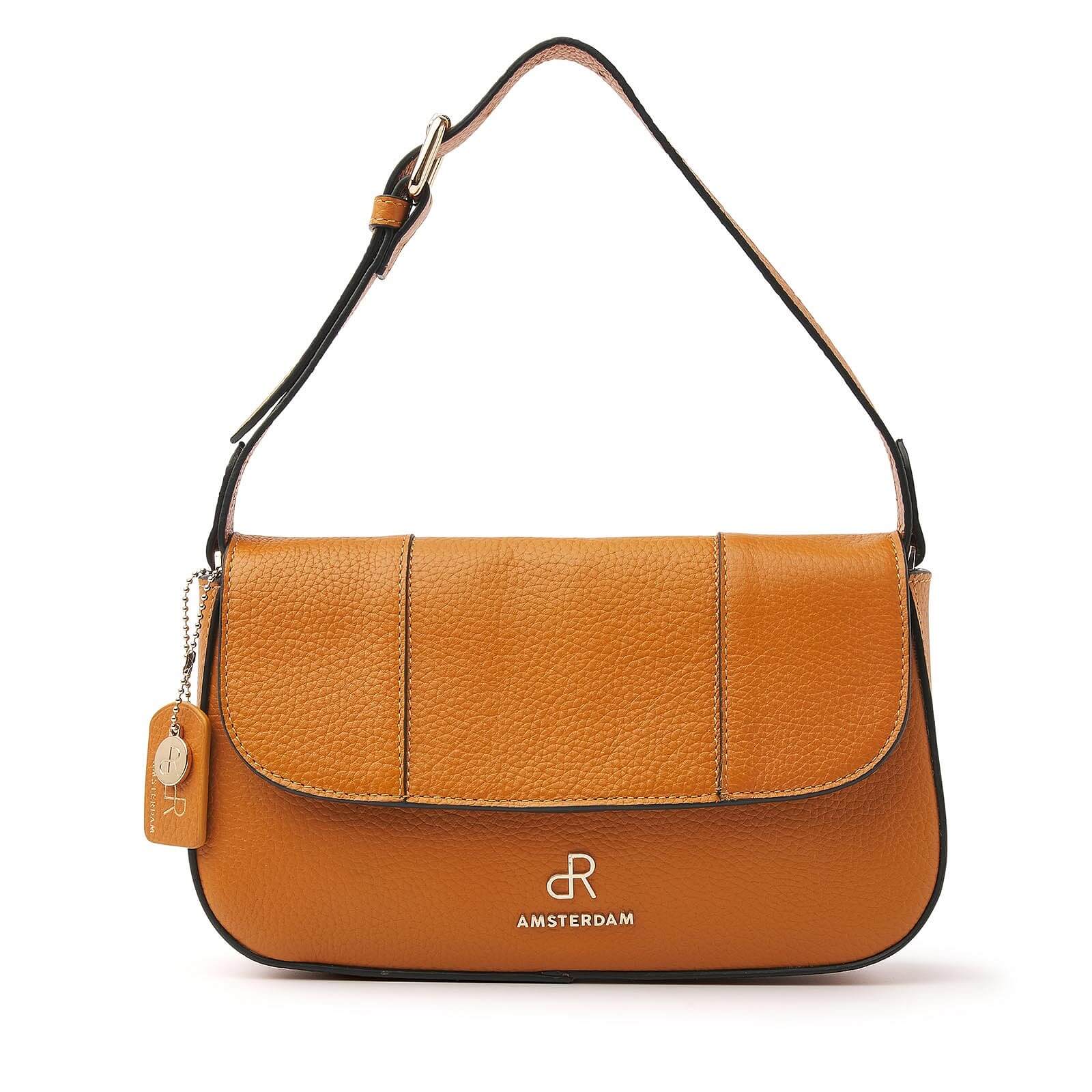 dR Amsterdam leren schoudertas Mint voor dames 1103715 oranje