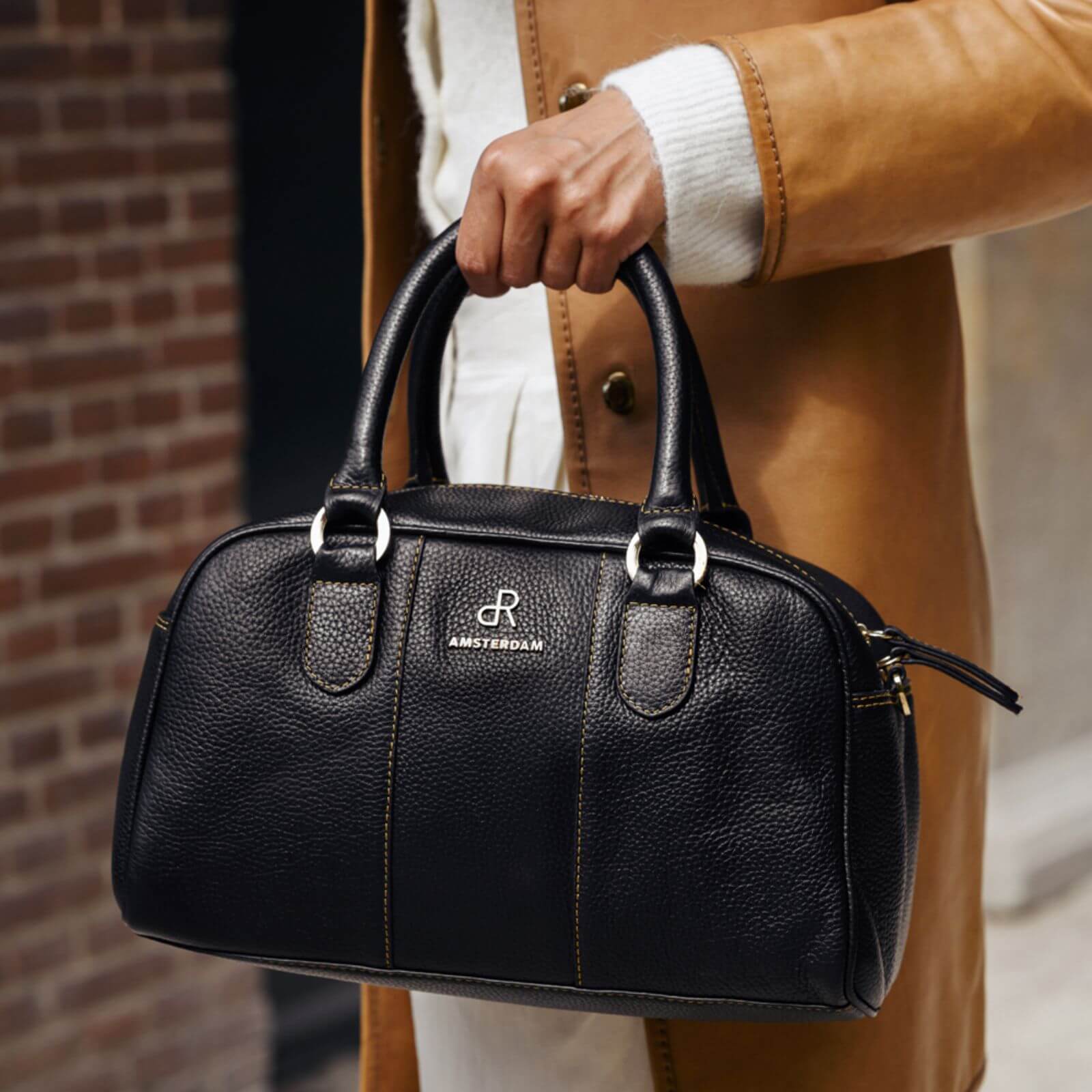 dR Amsterdam leren handtas Mint voor dames 1103717 zwart dame
