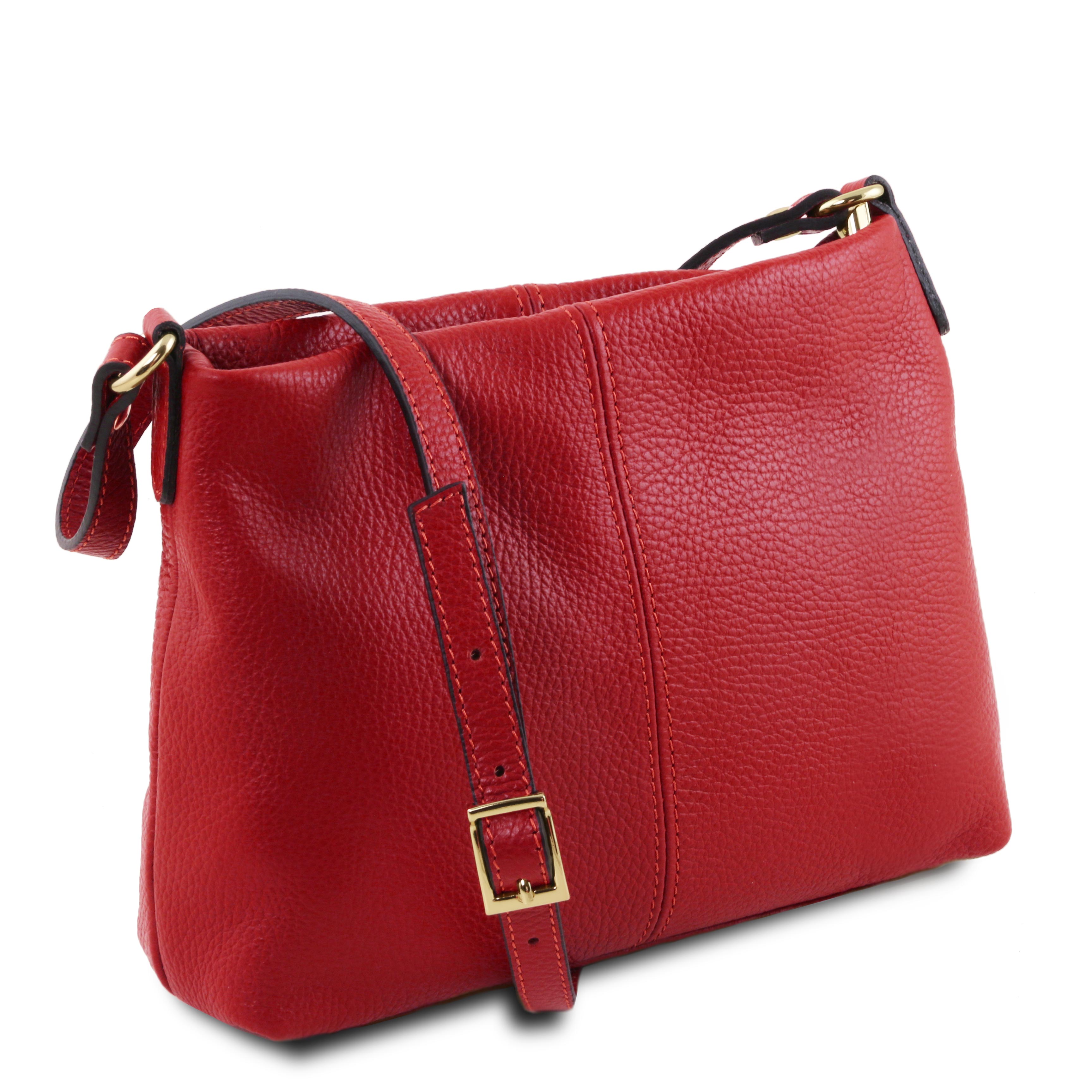 Tuscany Leather schoudertas leer TL BAG TL141720 rood zijkant