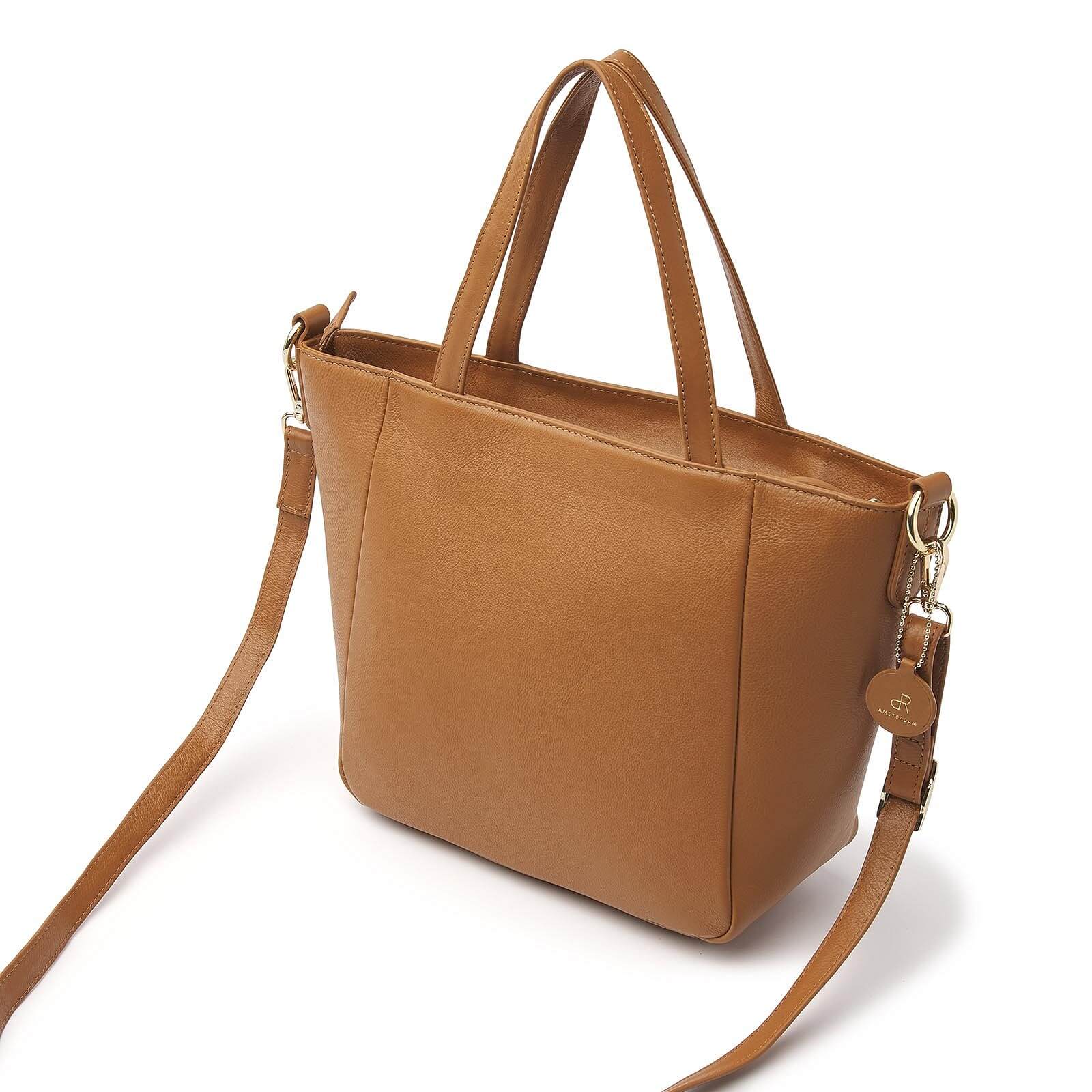 dR Amsterdam leren handtas Faggio voor dames 903710 cognac achterkant