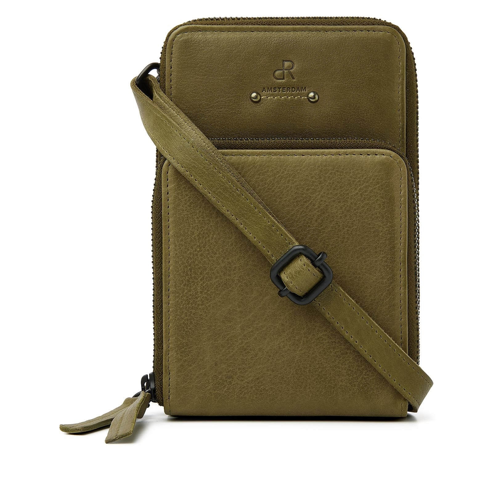 dR Amsterdam leren crossbody tas Tampa voor dames 933673 oerwoud groen