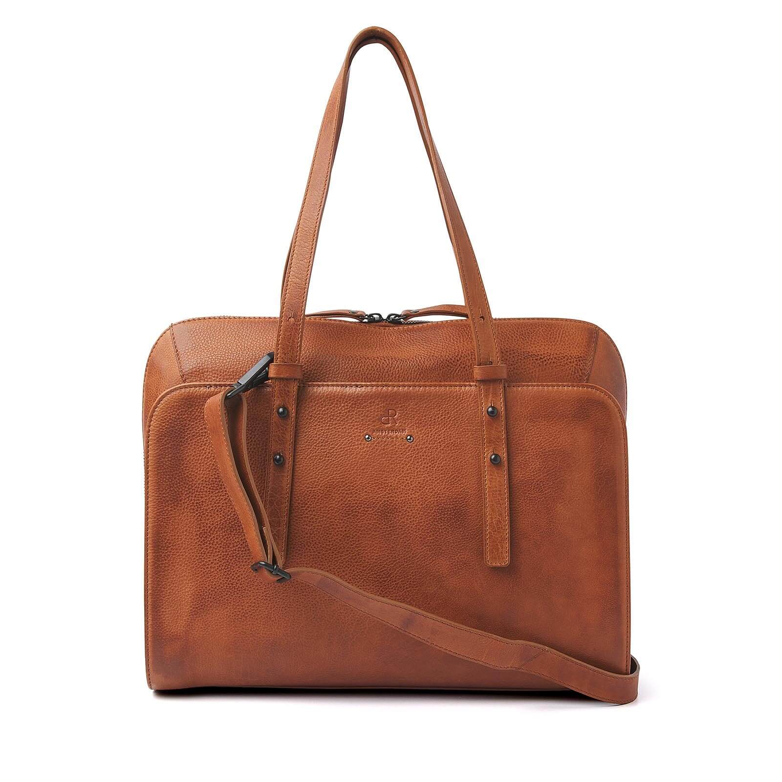 dR Amsterdam leren werktas Tampa voor dames 933687 cognac