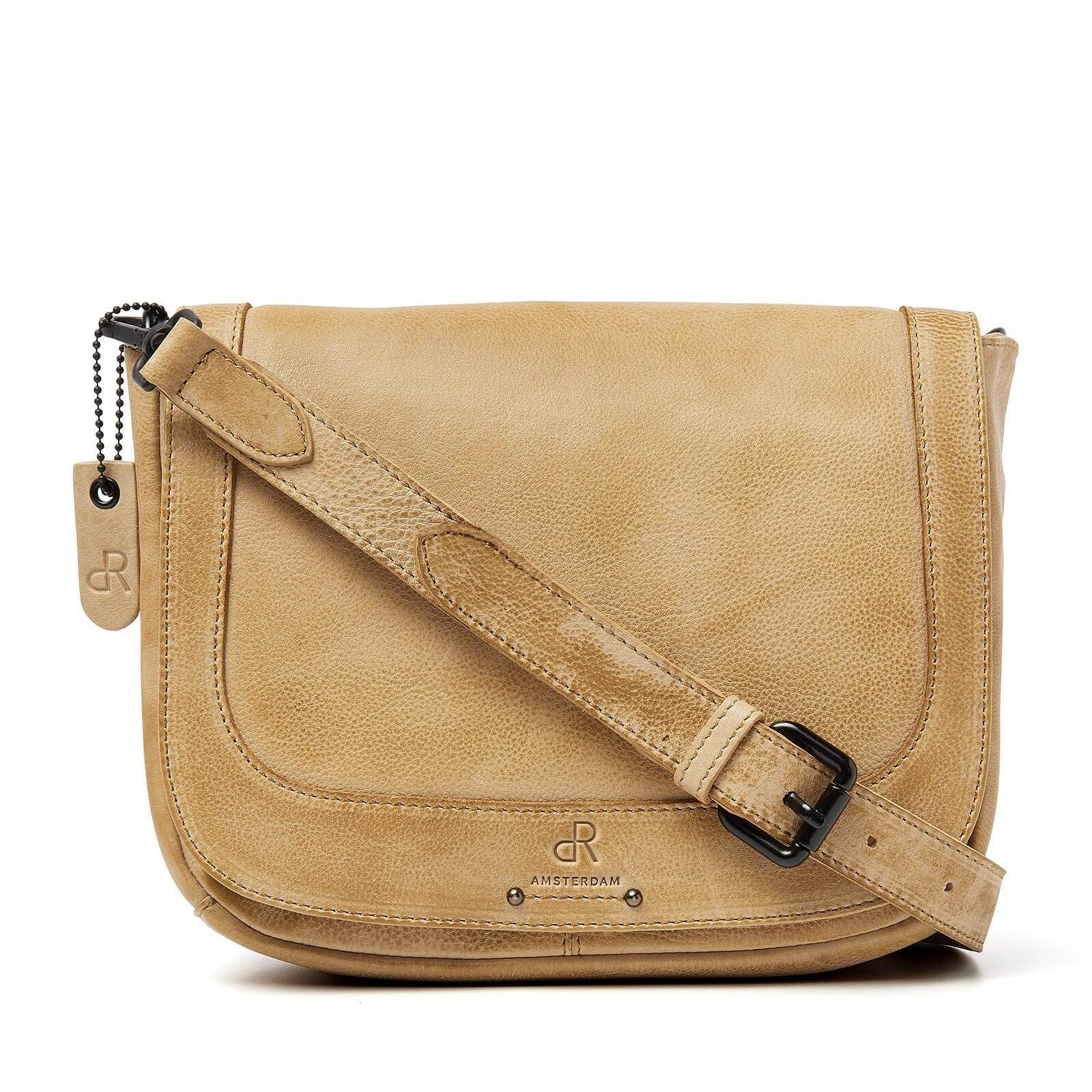 dR Amsterdam leren crossbody tas Tampa voor dames 933724 beige