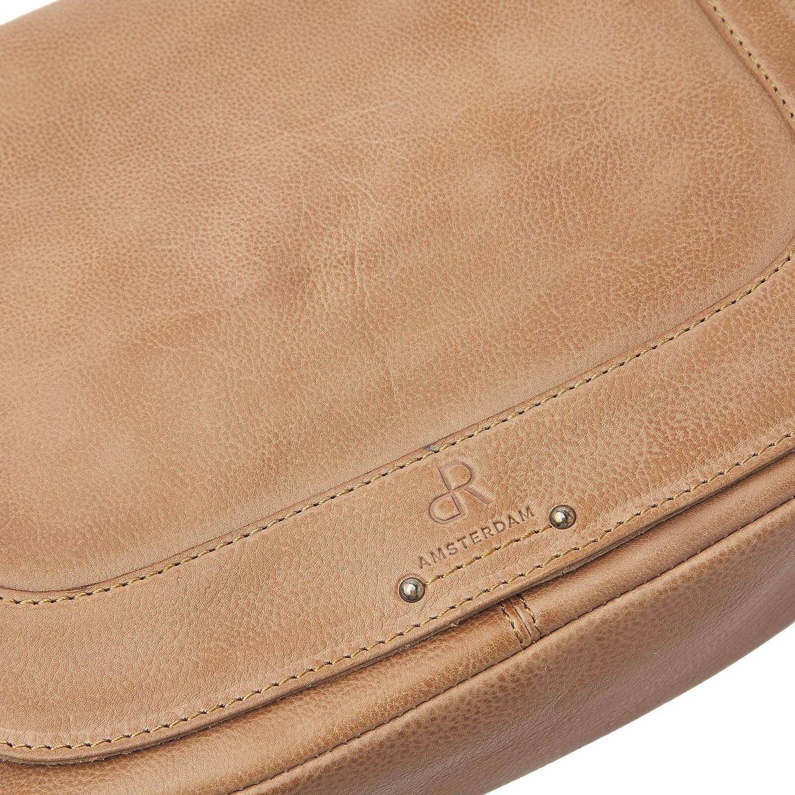 dR Amsterdam leren crossbody tas Tampa voor dames 933724 taupe logo