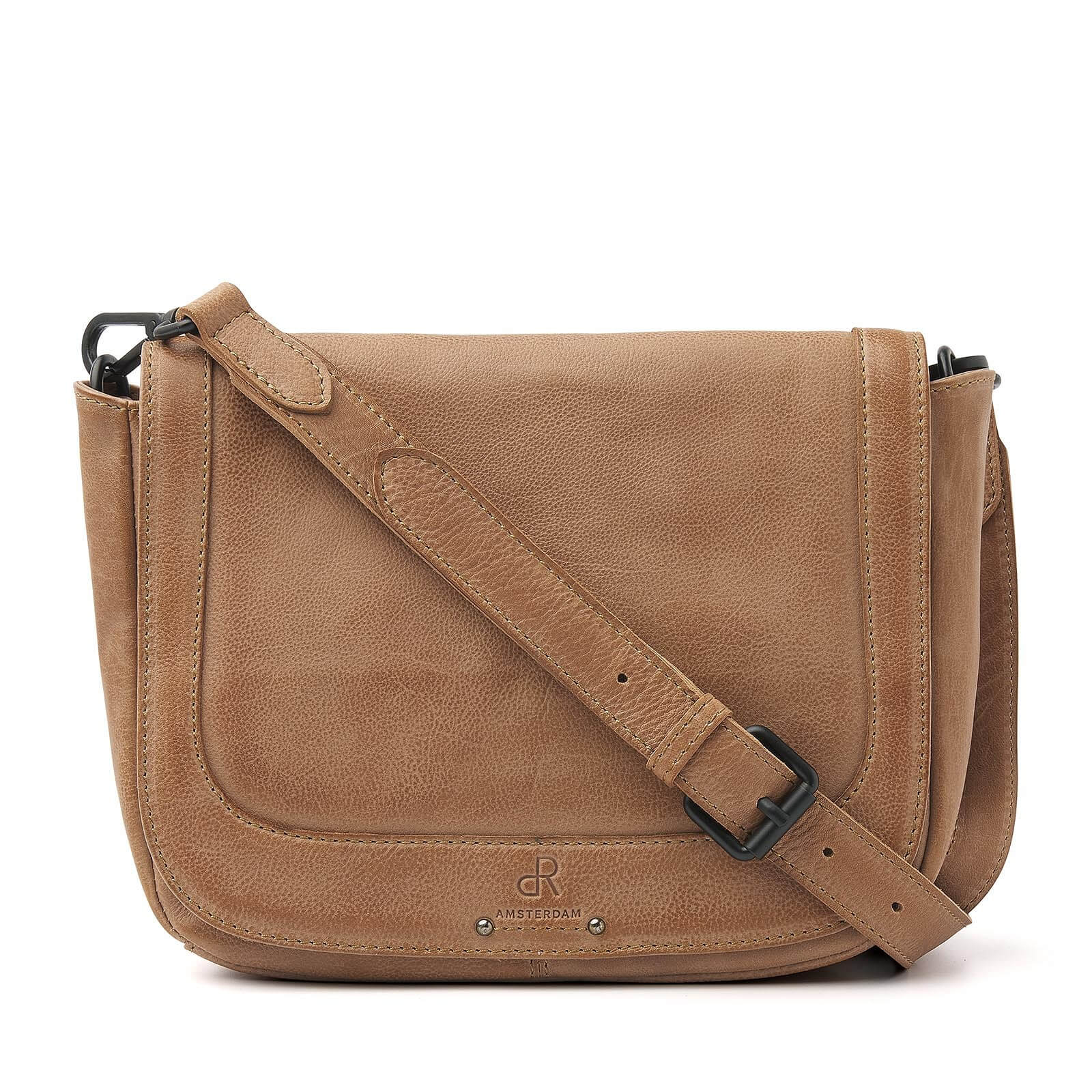 dR Amsterdam leren crossbody tas Tampa voor dames 933724 taupe