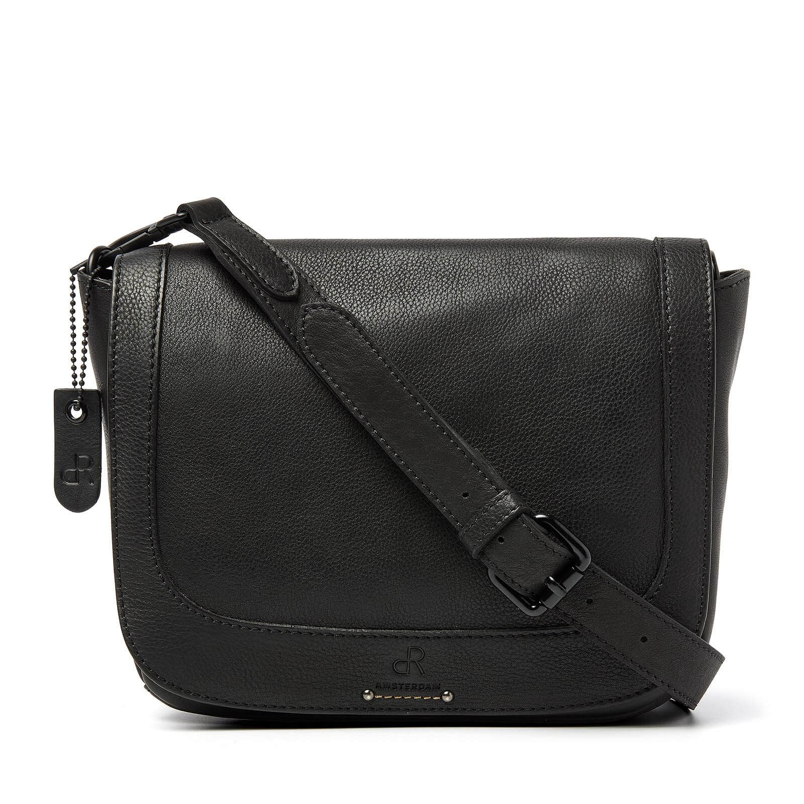 dR Amsterdam leren crossbody tas Tampa voor dames 933724 zwart