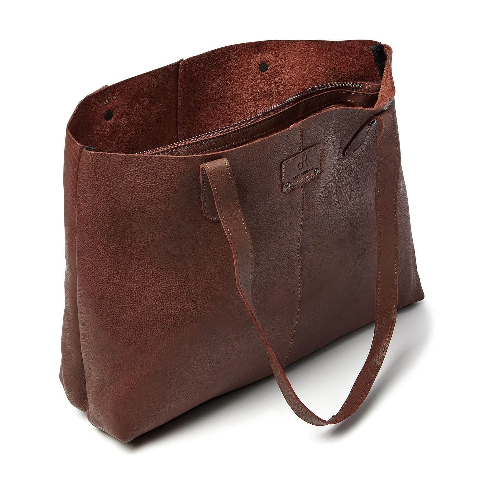 dR Amsterdam leren shopper Tampa voor dames 933727 bruin binnenkant