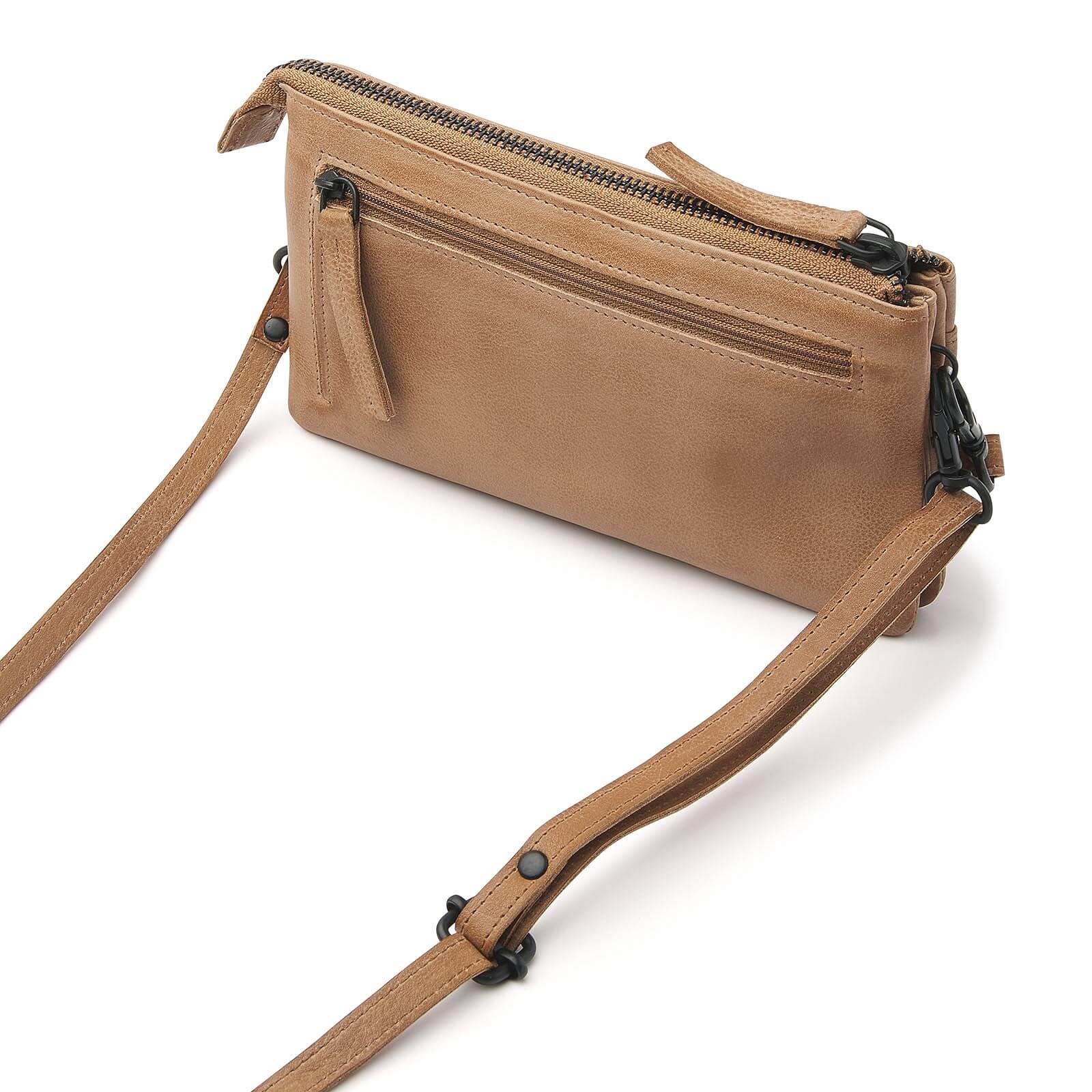 dR Amsterdam leren crossbody tas Tampa voor dames 933731 taupe achterkant
