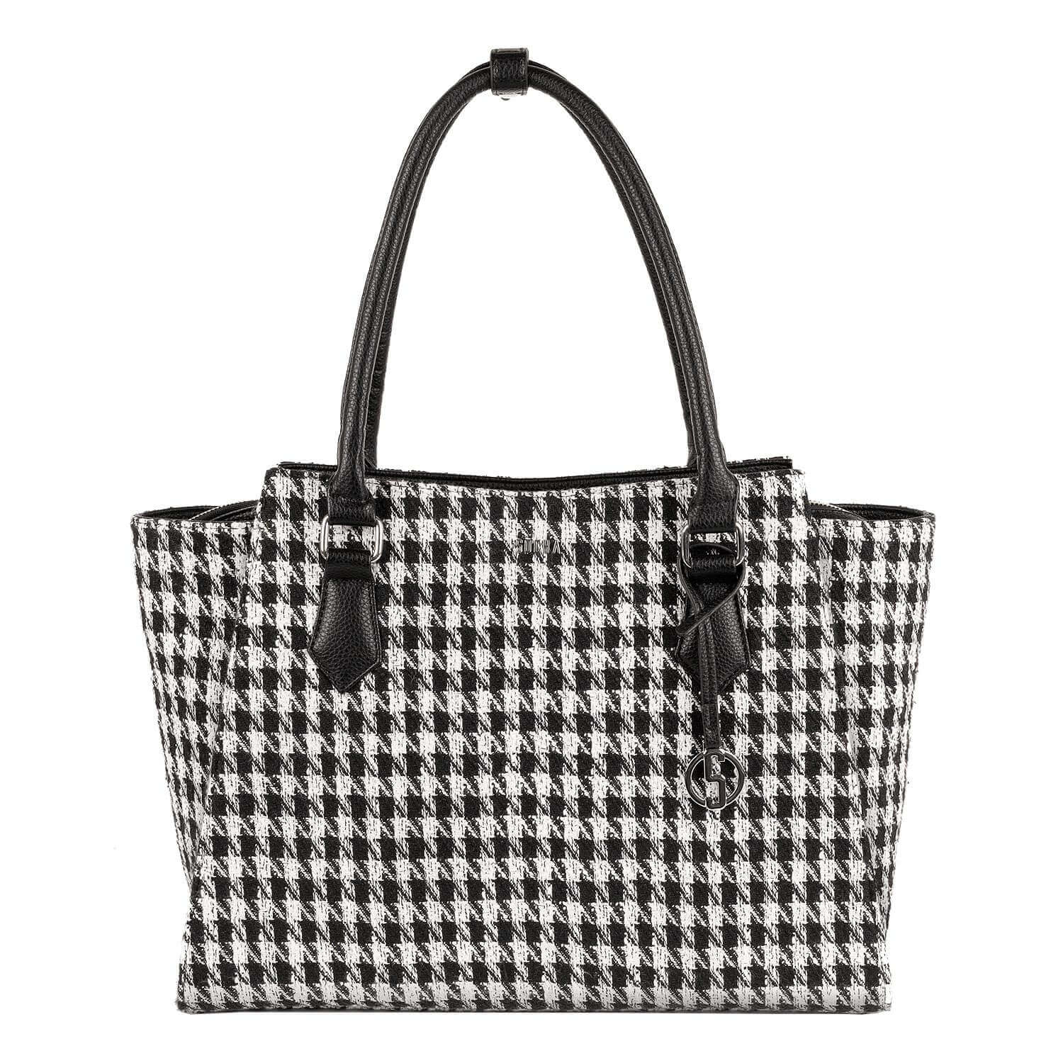 Socha laptoptas stof Caddy Chess 15.6 inch dames SO-089 zwart wit