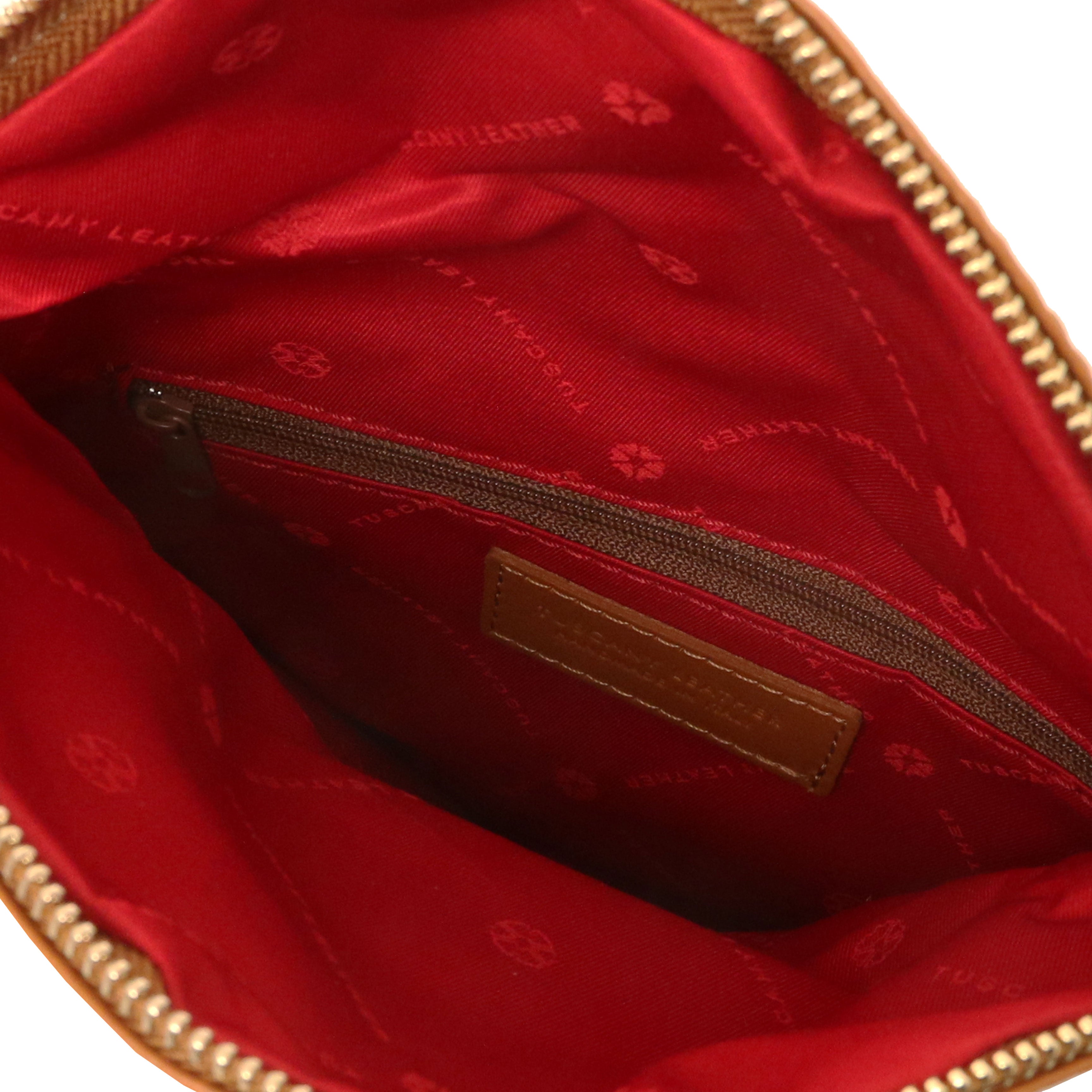 Tuscany Leather crossbodytassen dames TL Young Bag TL141153 Cognac binnenkant