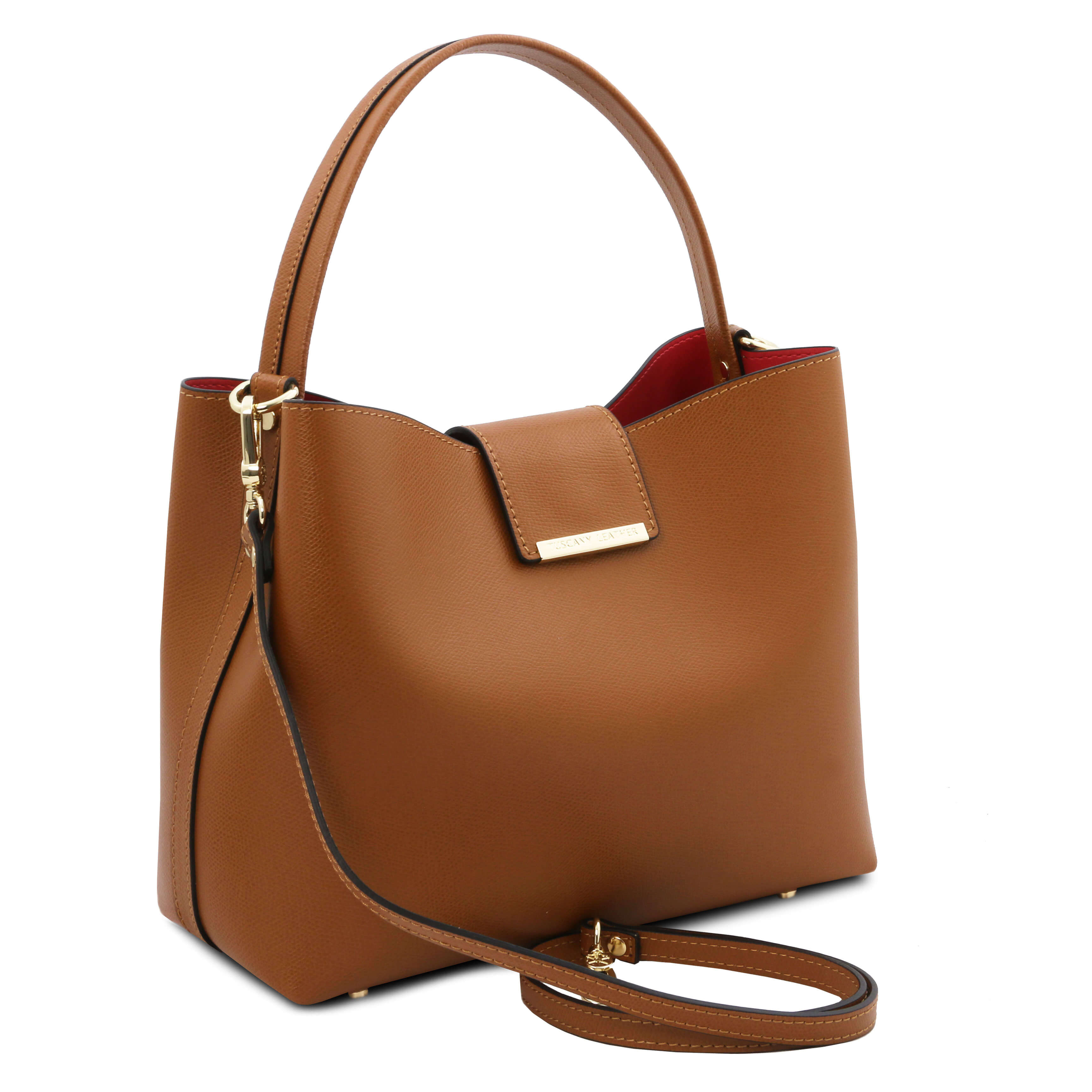 Tuscany Leather leren handtas CLIO voor dames TL141690 cognac zijkant