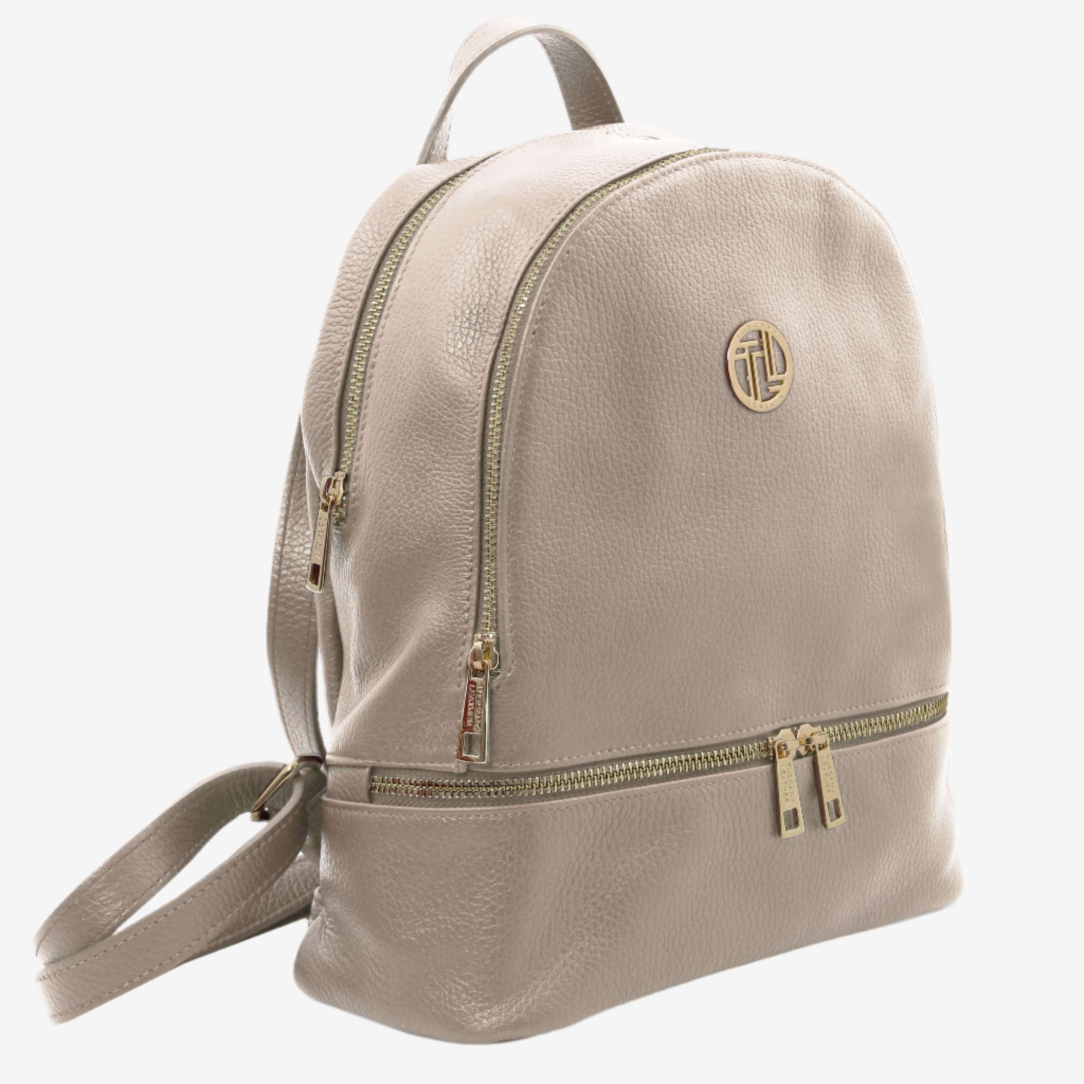 Tuscany Leather rugtassen dames TL BAG TL142280 taupe zijkant