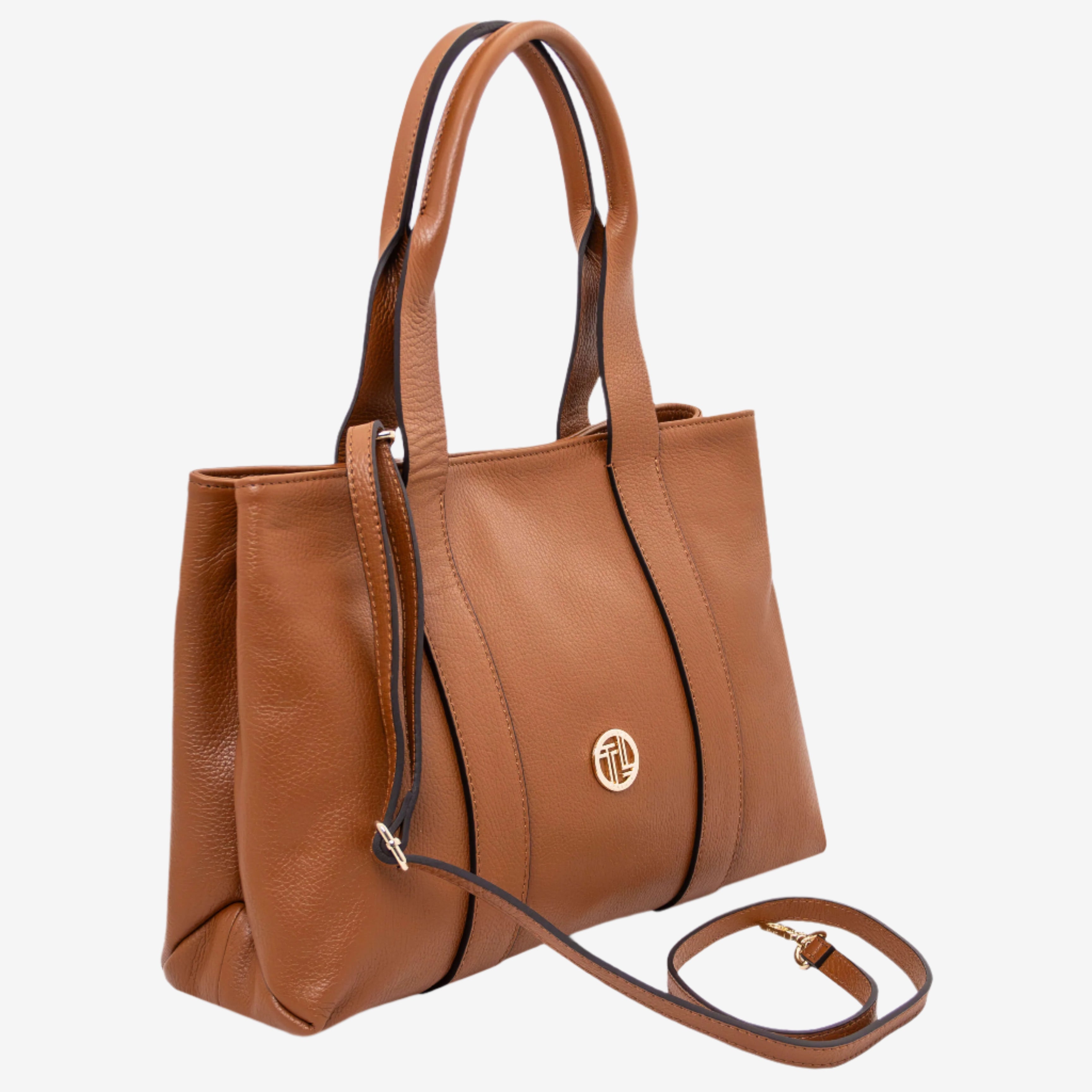 Tuscany Leather shoppers dames Callie TL142415 cognac zijkant
