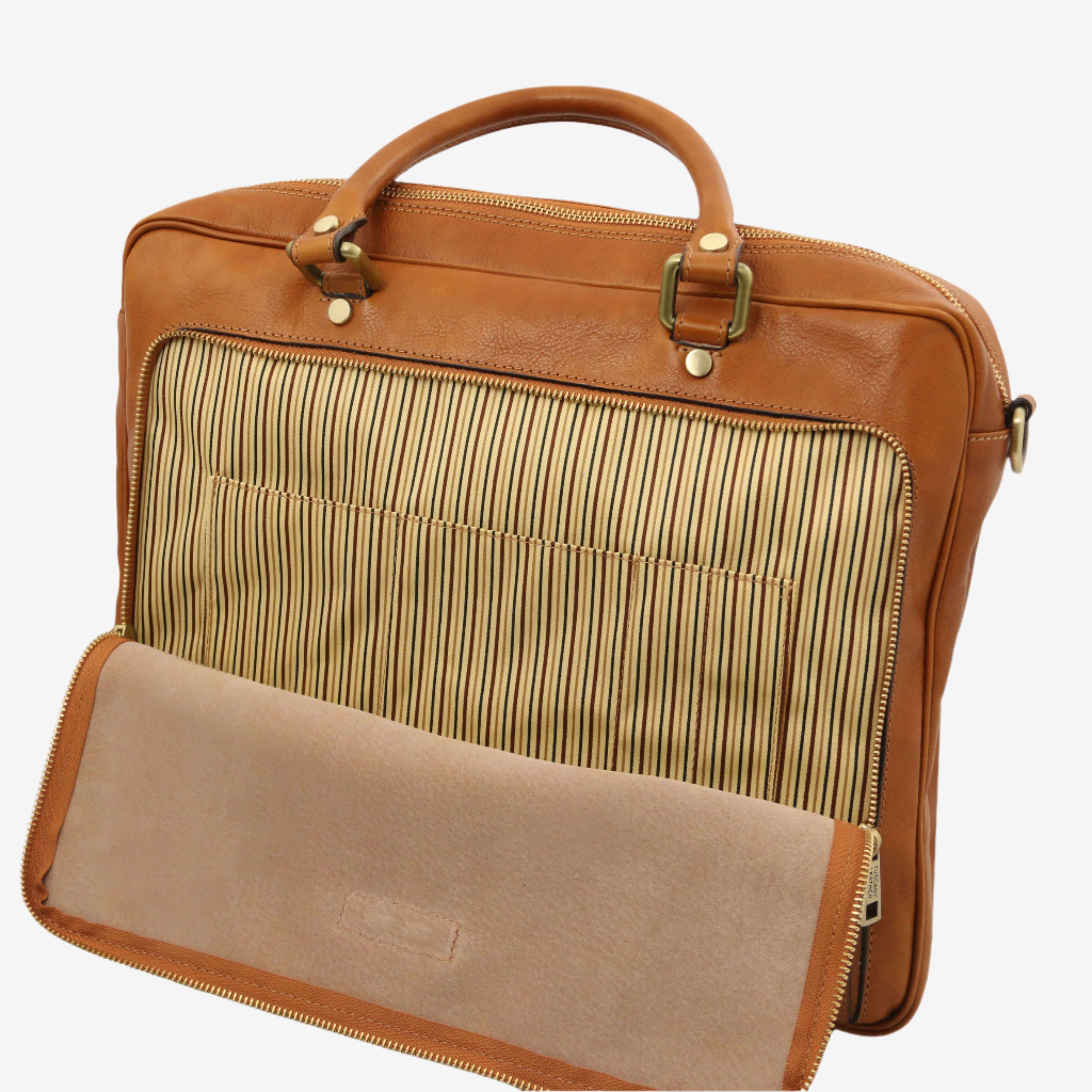 Tuscany Leather laptoptassen voor heren Pisa TL142427 natural voorvak