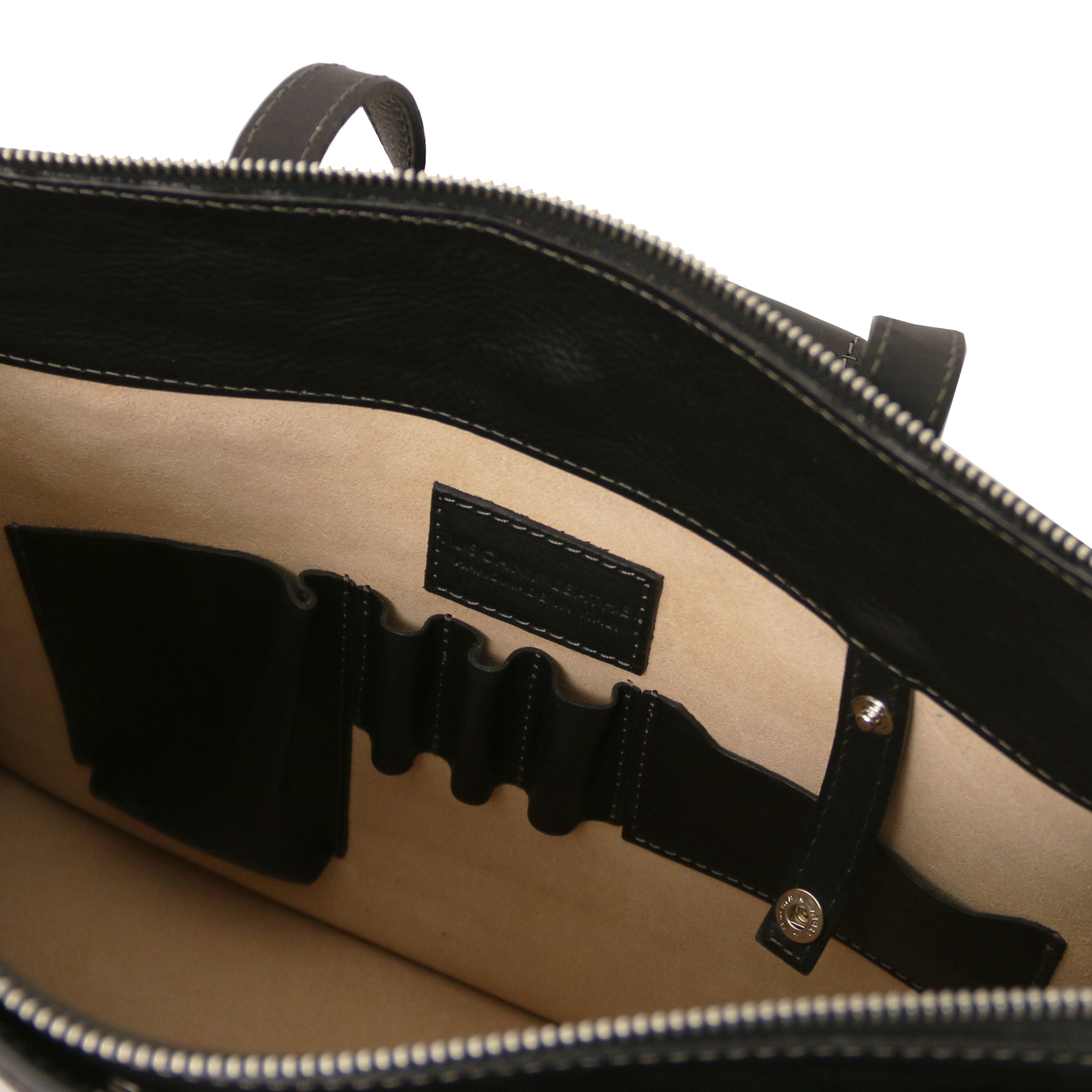 Tuscany Leather aktetassen dames Palermo TL142452 Black binnenkant