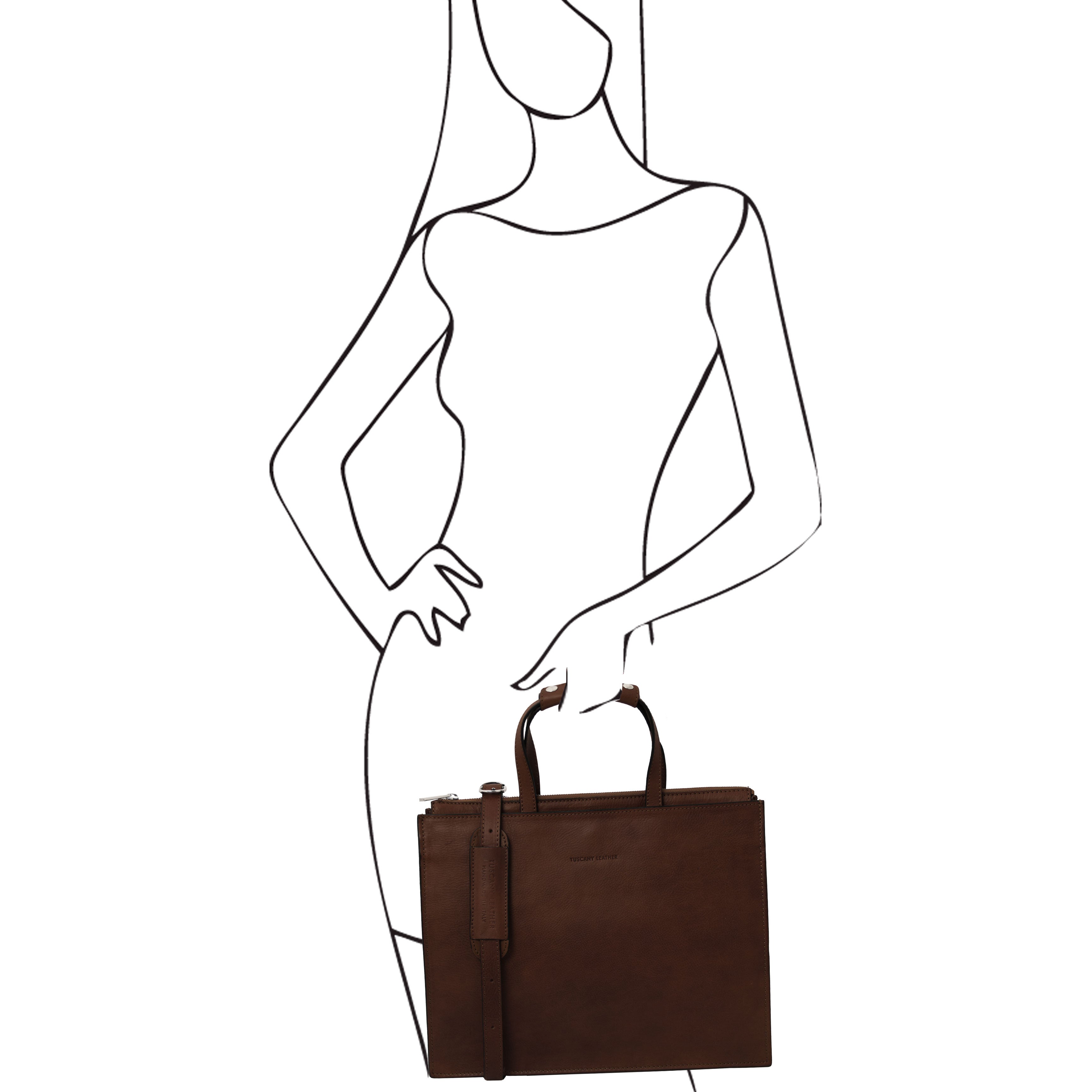 Tuscany Leather aktetassen dames Palermo TL142452 Dark Brown model