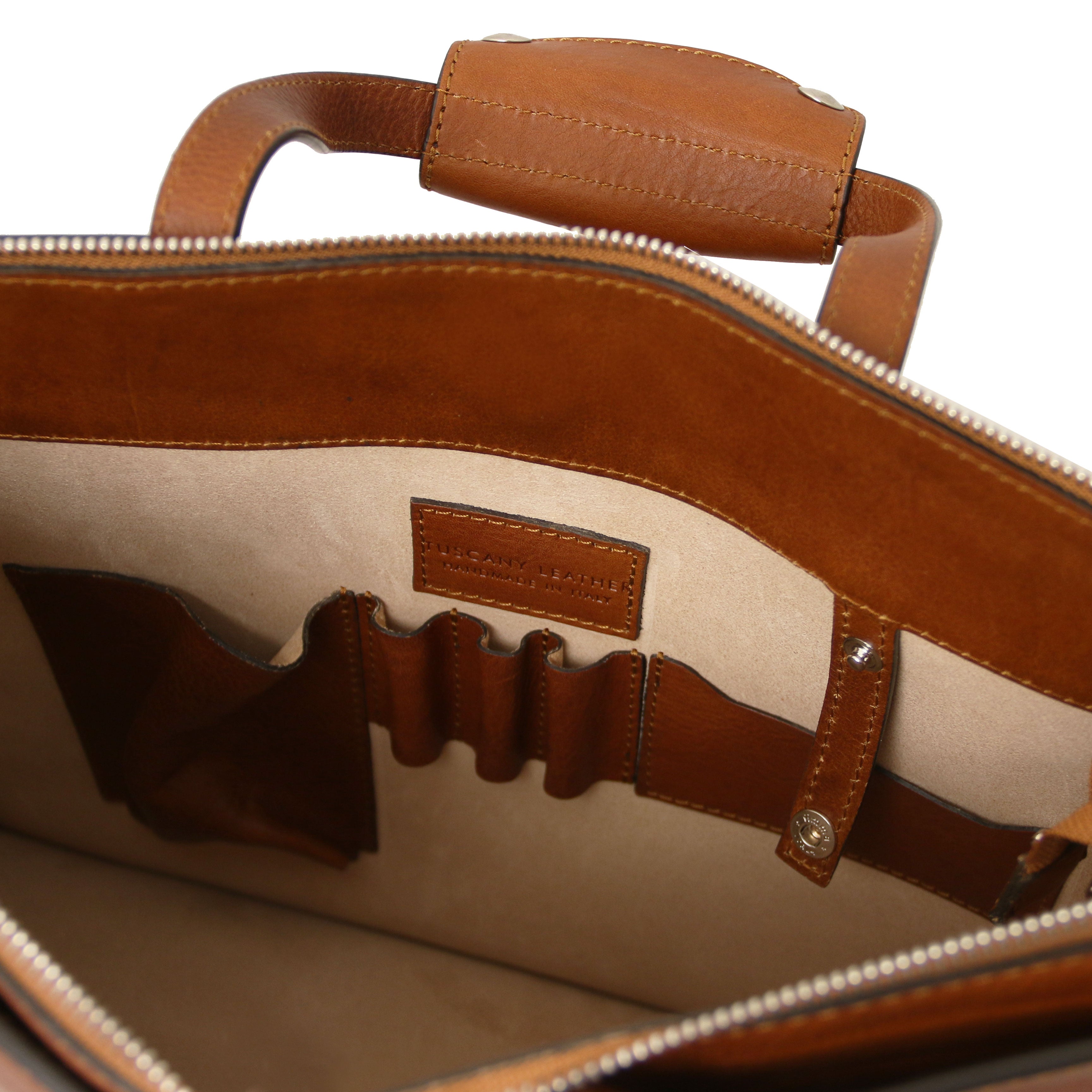 Tuscany Leather aktetassen dames Palermo TL142452 Natural binnenkant