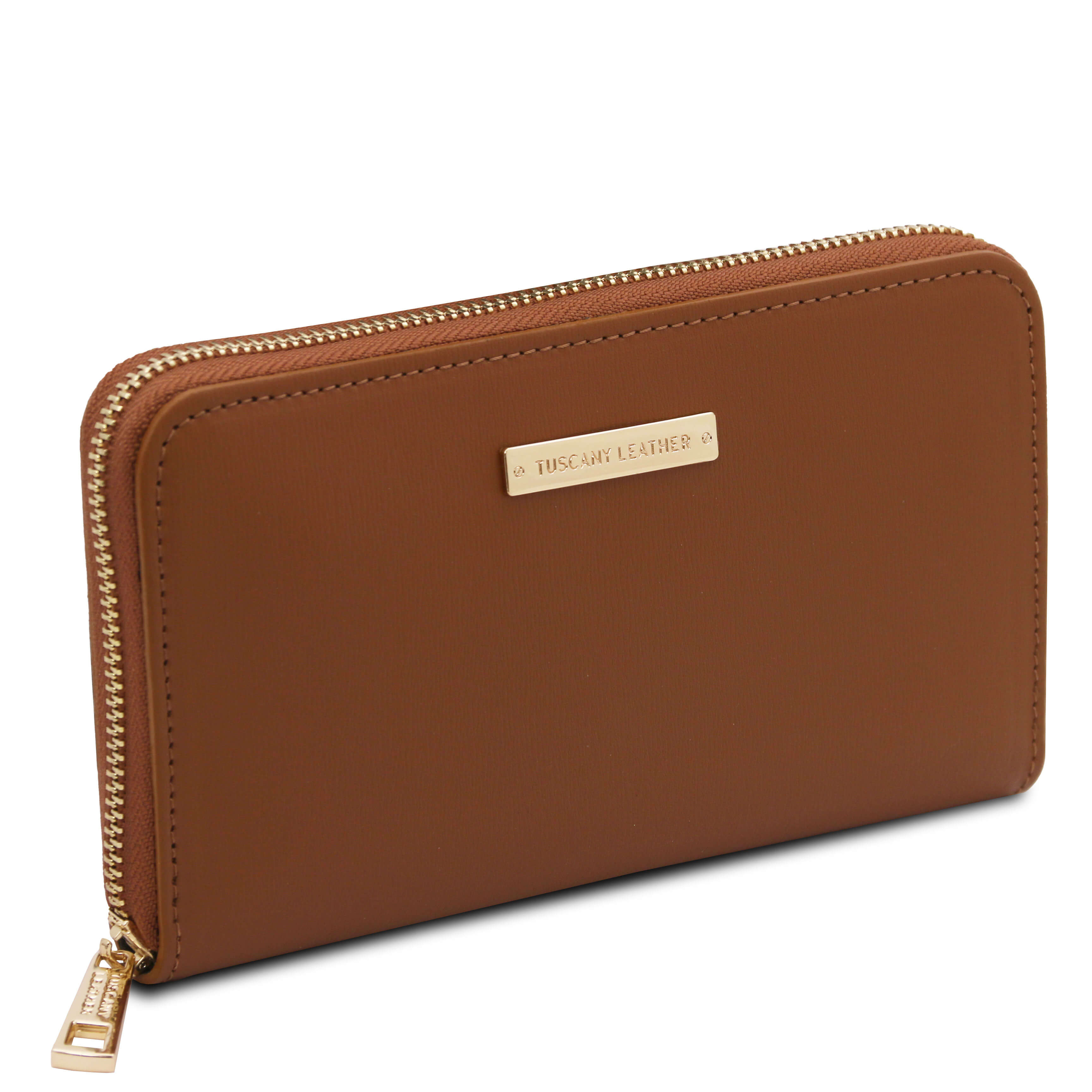 Tuscany Leather exclusieve leren portemonnee ILIZIA tl142317 cognac zijkant