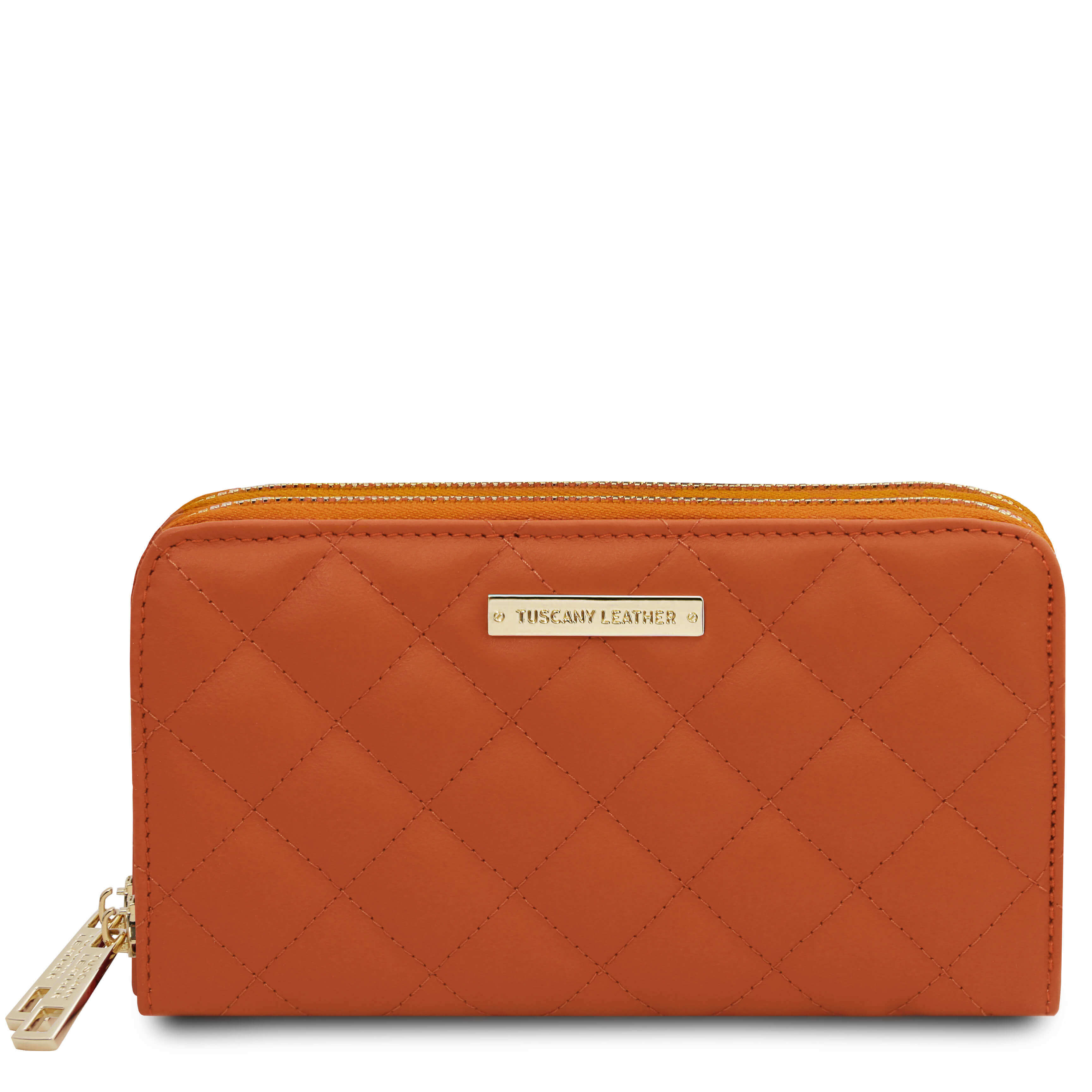 Tuscany Leather exclusieve leren portemonnee Ada voor dames met dubbele ritssluiting tl142349 oranje