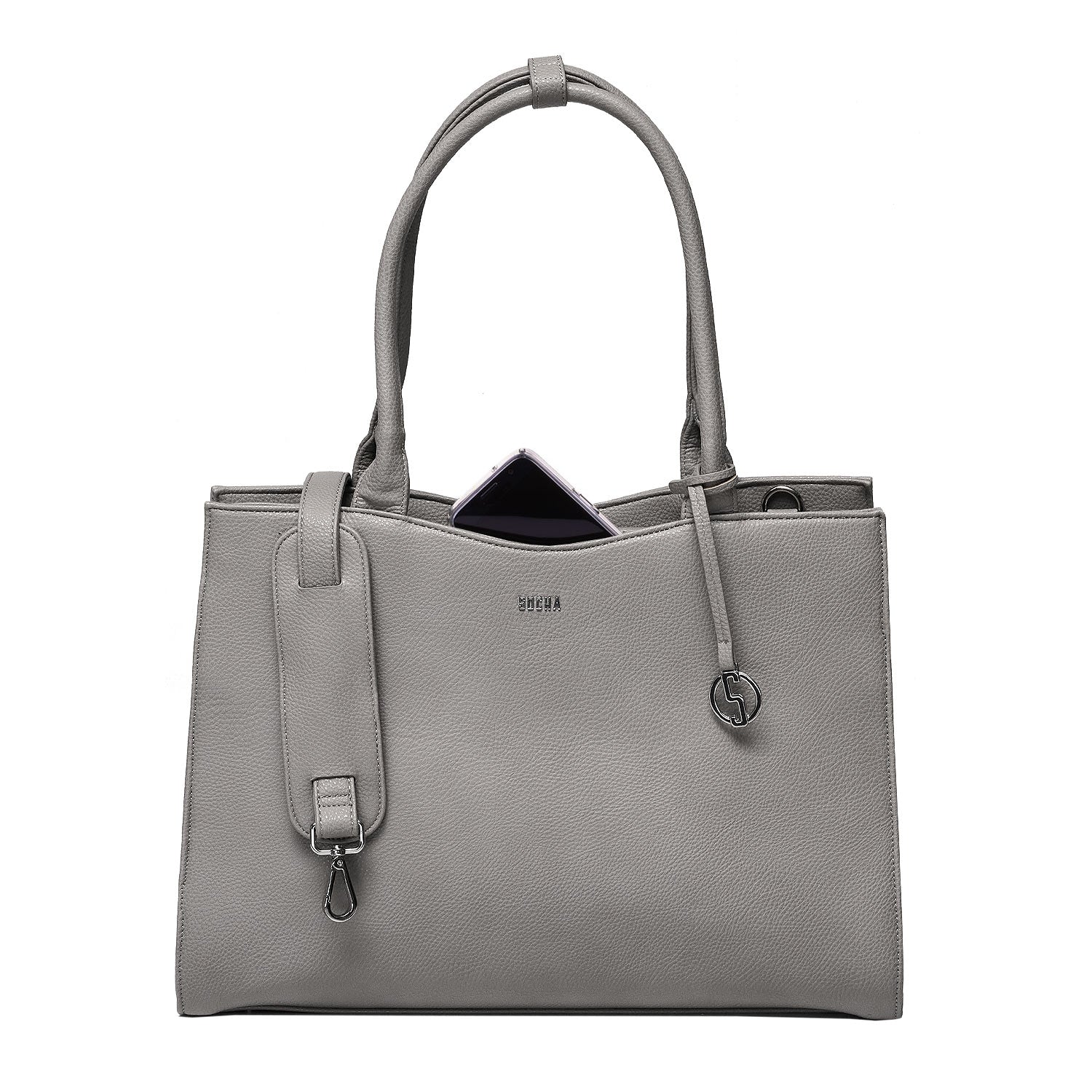 Socha straight line grijs 15.6 inch werktas voor dames telefoonvak