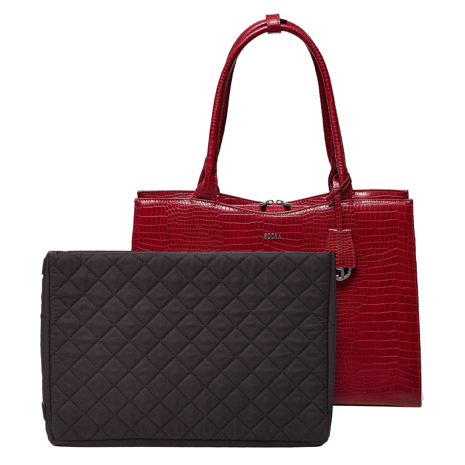 Socha laptoptas nivodur MIDI CROCO 14 inch rood tas met sleeve