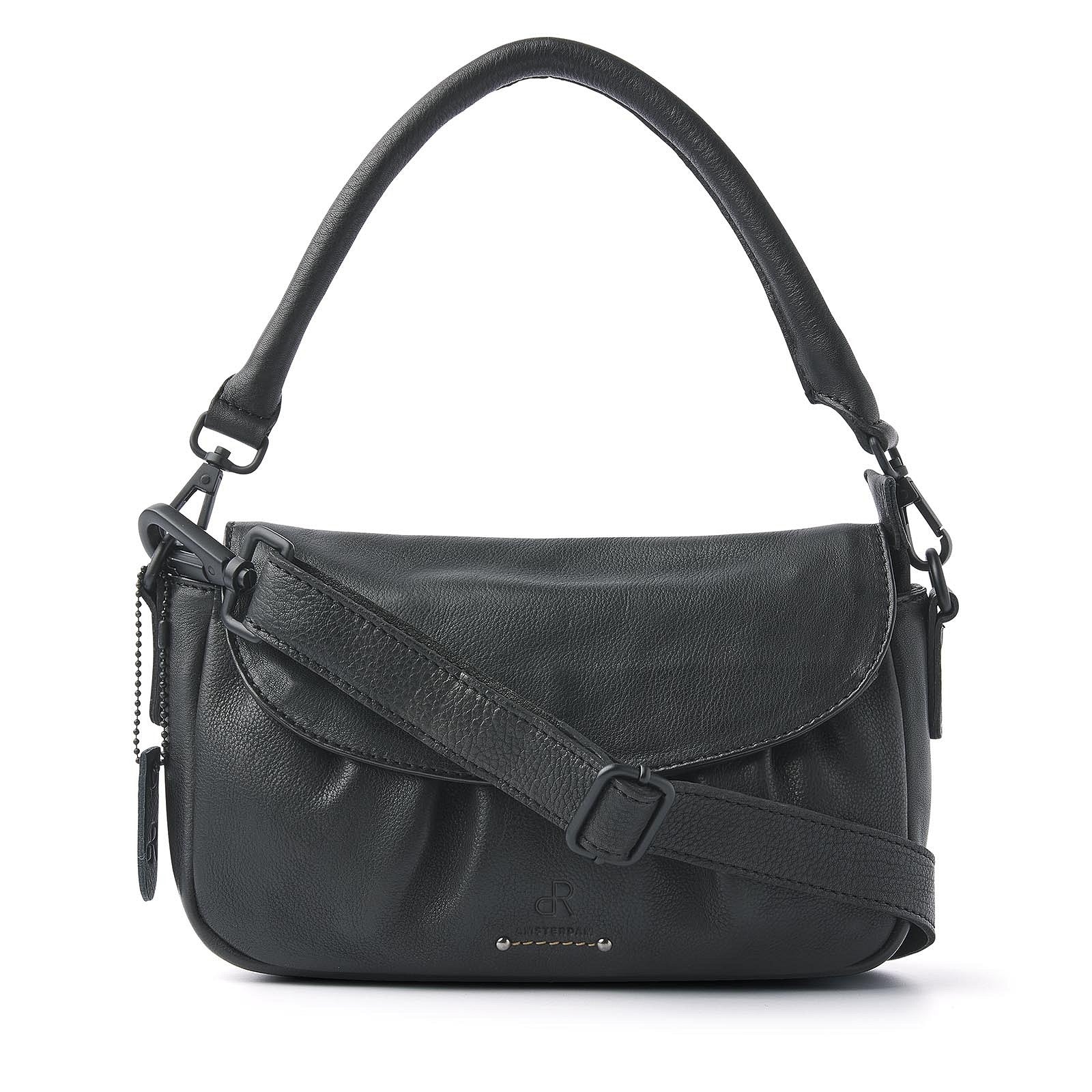 dR Amsterdam handtas / schoudertas leer Tampa 933658 zwart