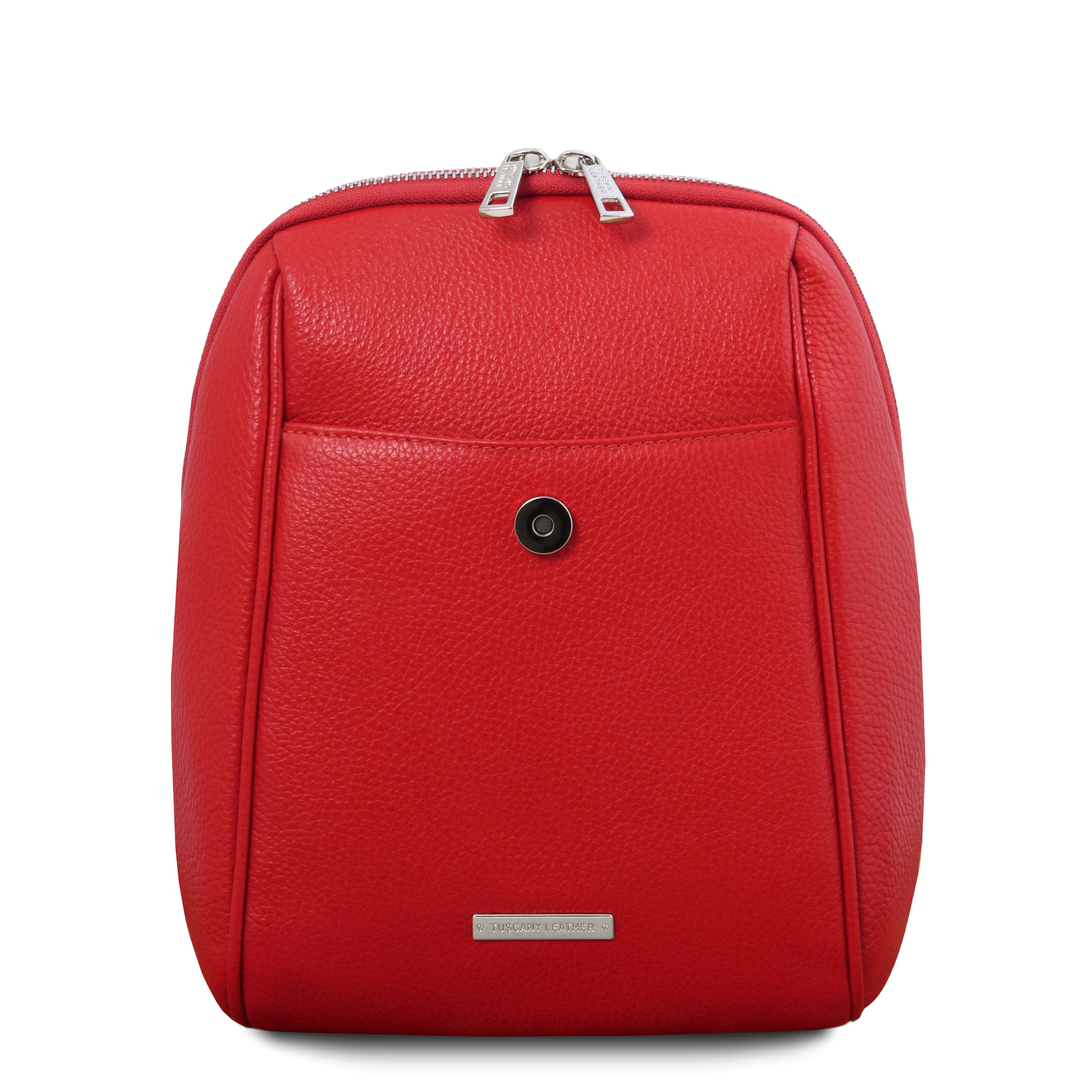 Tuscany Leather TL Bag zachte leren dames rugzak voorkant tas rood