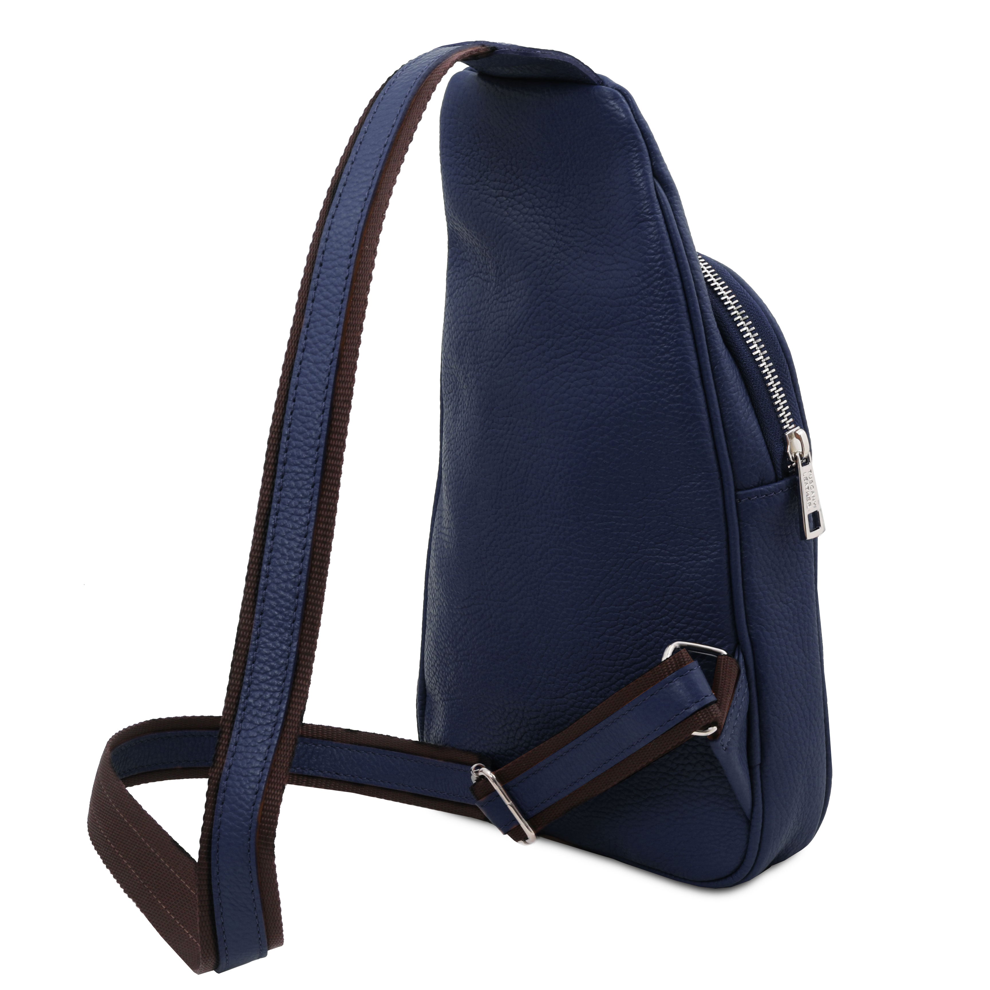 Tuscany Leather Albert Zacht leren heren crossover tas achterkant blauw