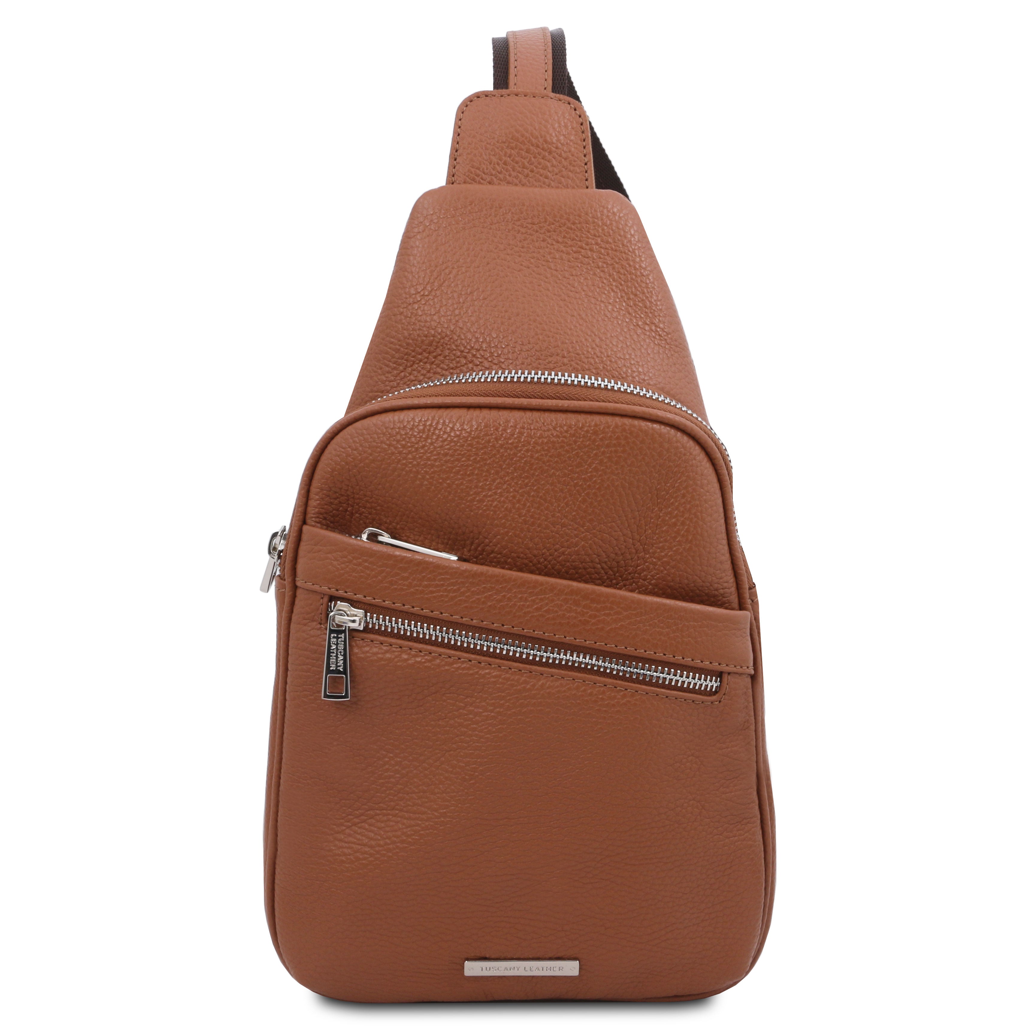 Tuscany Leather Albert Zacht leren heren crossover tas voorkant bruin