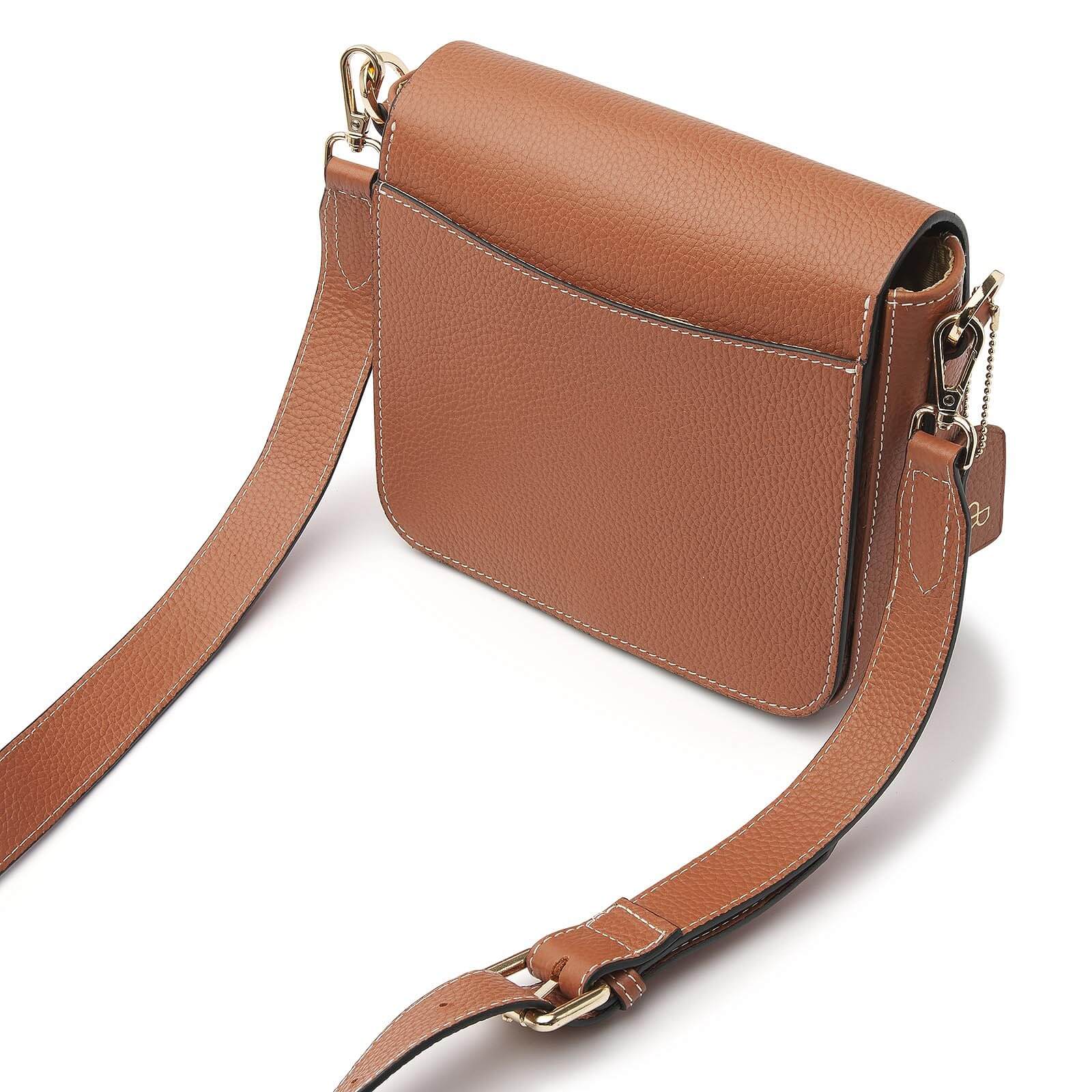 dR Amsterdam leren schoudertas Mint voor dames 1103604 cognac achterkant
