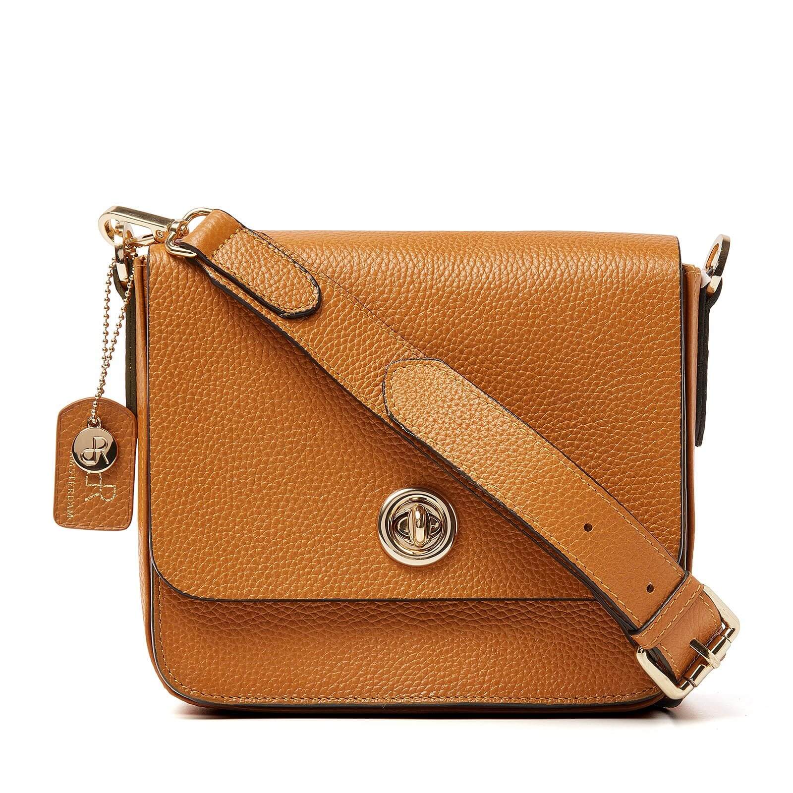 dR Amsterdam leren schoudertas Mint voor dames 1103604 oranje
