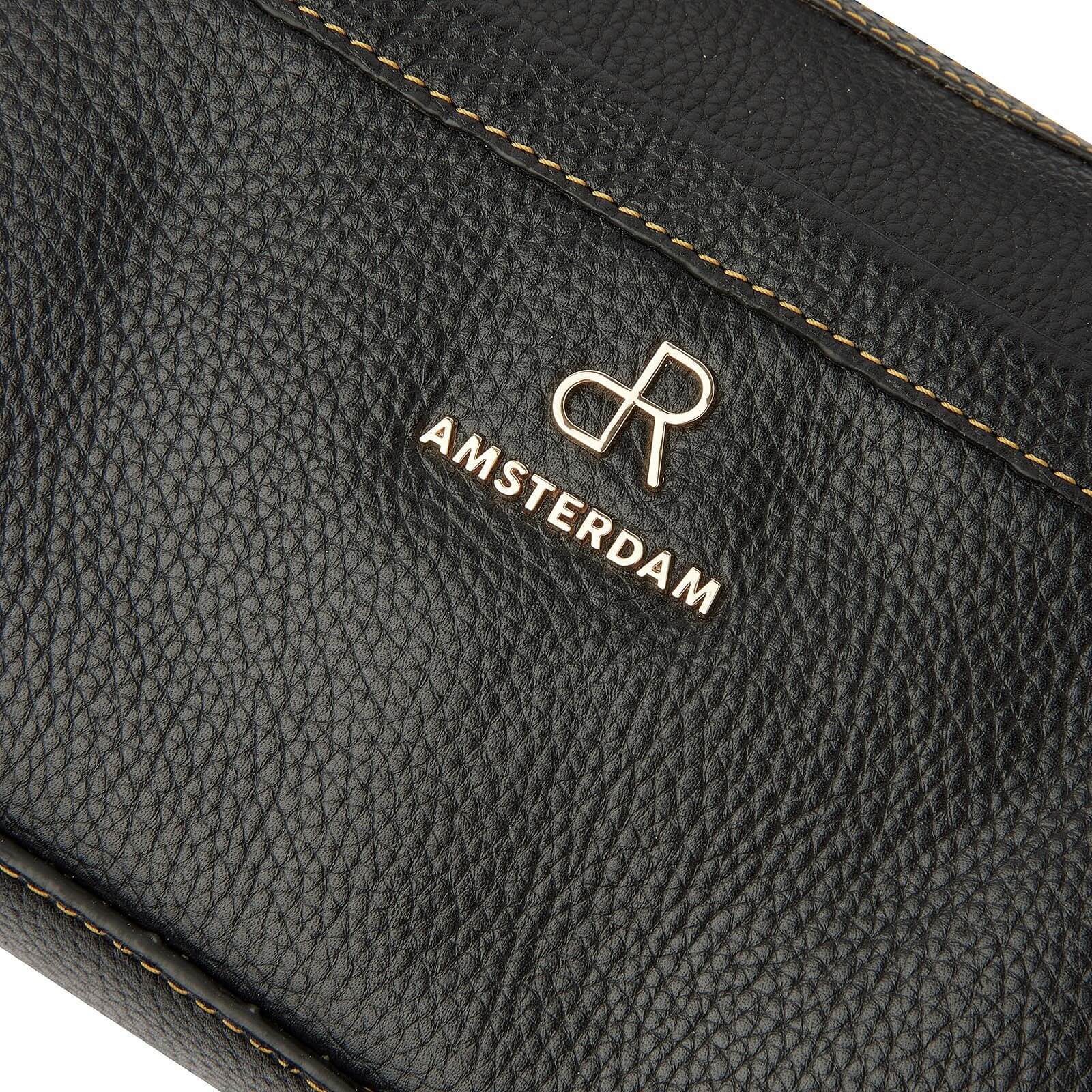 dR Amsterdam leren handtas Mint voor dames 1103683 zwart logo