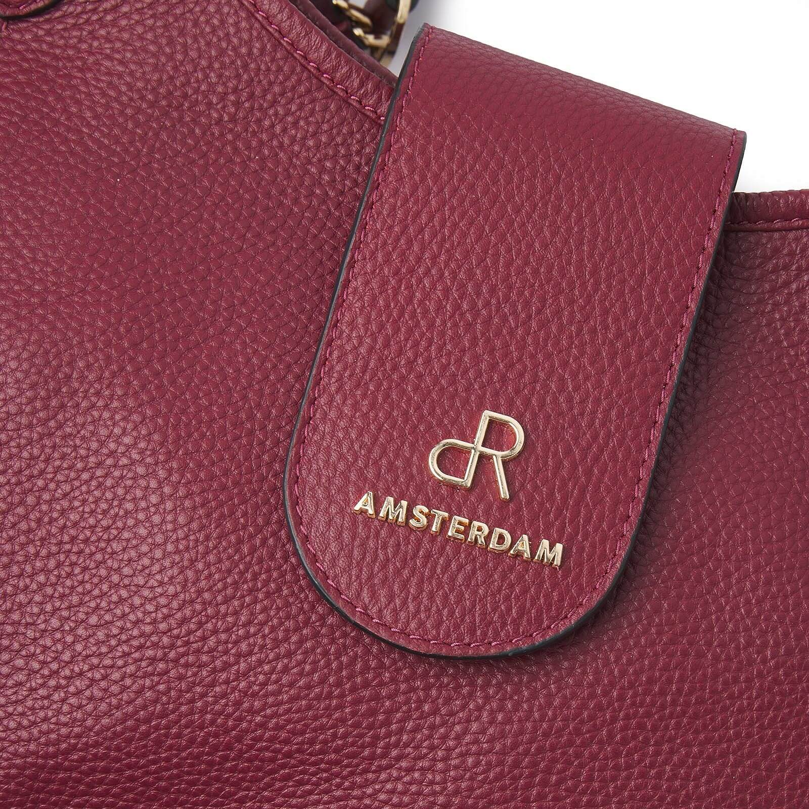 dR Amsterdam leren schoudertas Mint voor dames 1103684 bordeaux logo