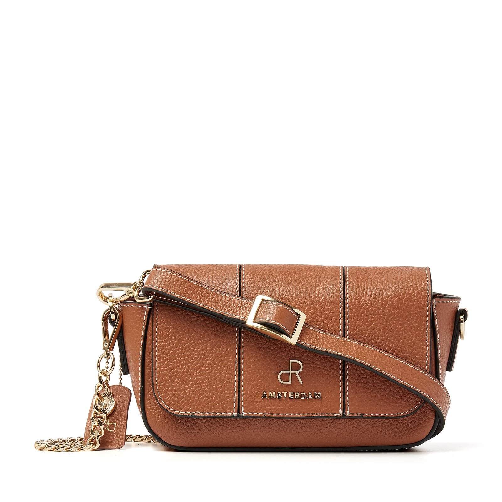 dR Amsterdam leren crossbody tas Mint voor dames 11037120 cognac