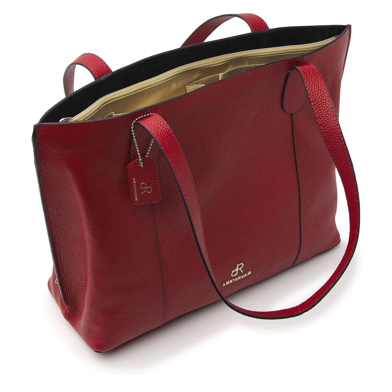 dR Amsterdam leren shopper Mint voor dames 1103730 rood zijkant