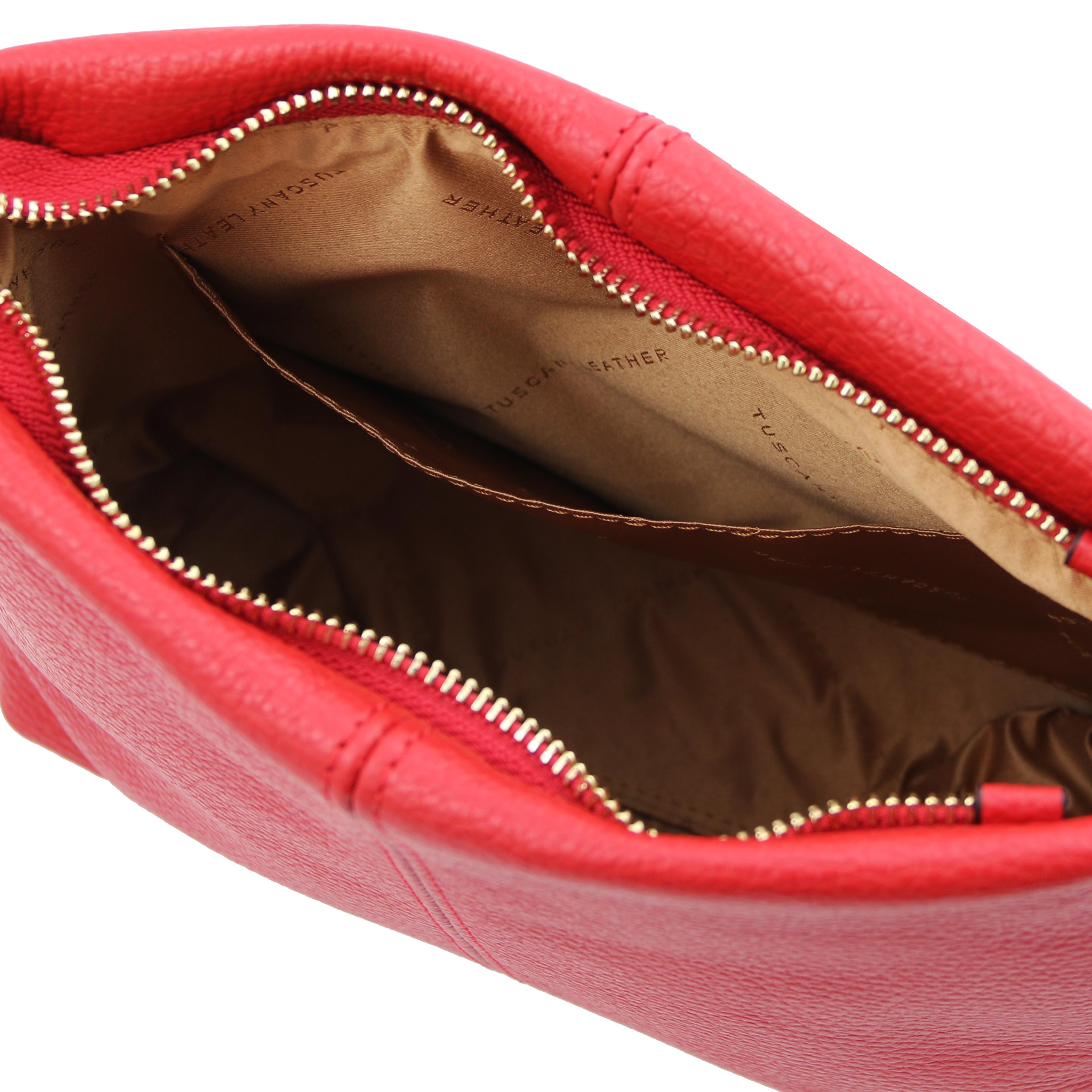 Tuscany Leather schoudertas leer TL BAG TL141720 rood binnenkant