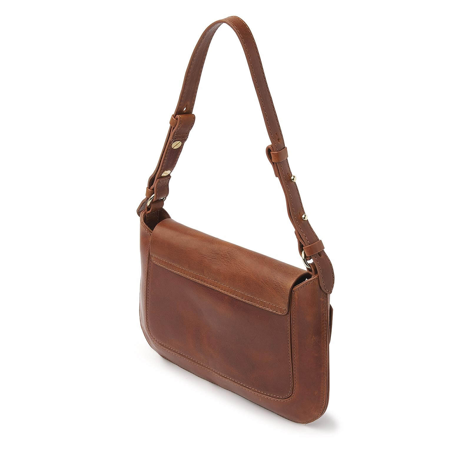 dR Amsterdam leren schoudertas Milan voor dames 283698 cognac achterkant