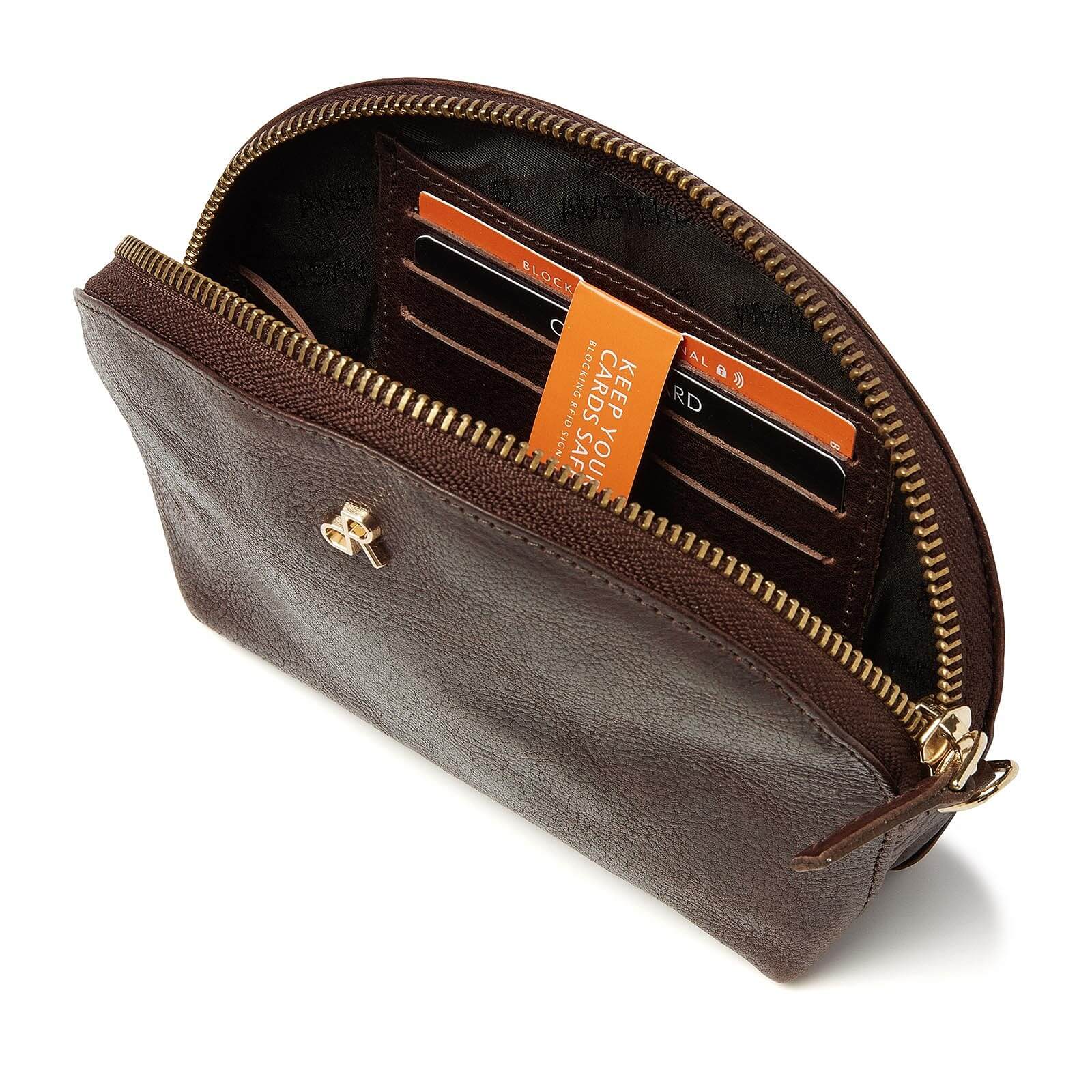 dR Amsterdam leren Make-up Tasje Milan voor dames 28630 bruin binnenkant