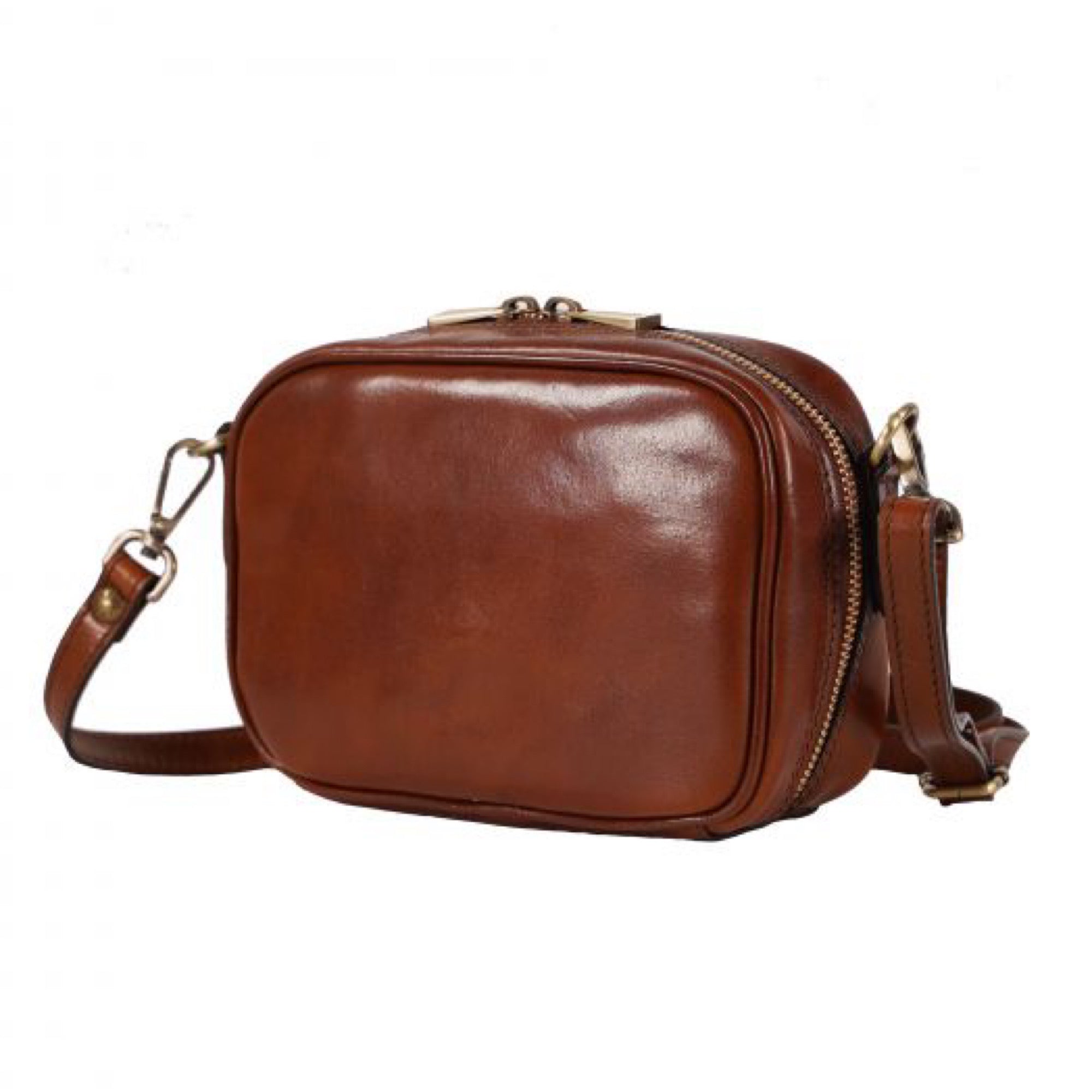 Chiarugi crossbody tas leer Classic 3445 bruin achterkant