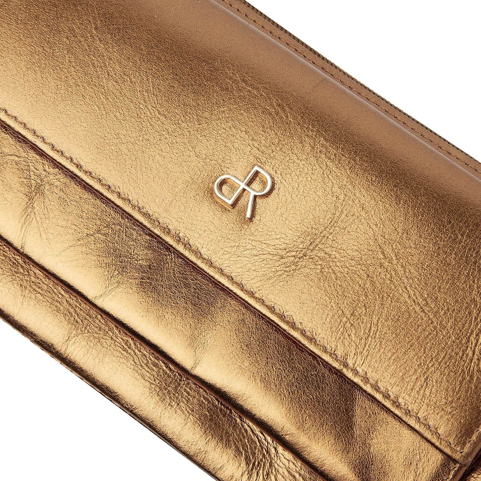 dR Amsterdam leren schoudertas / clutch Assorted Leather voor dames 743538 goud logo