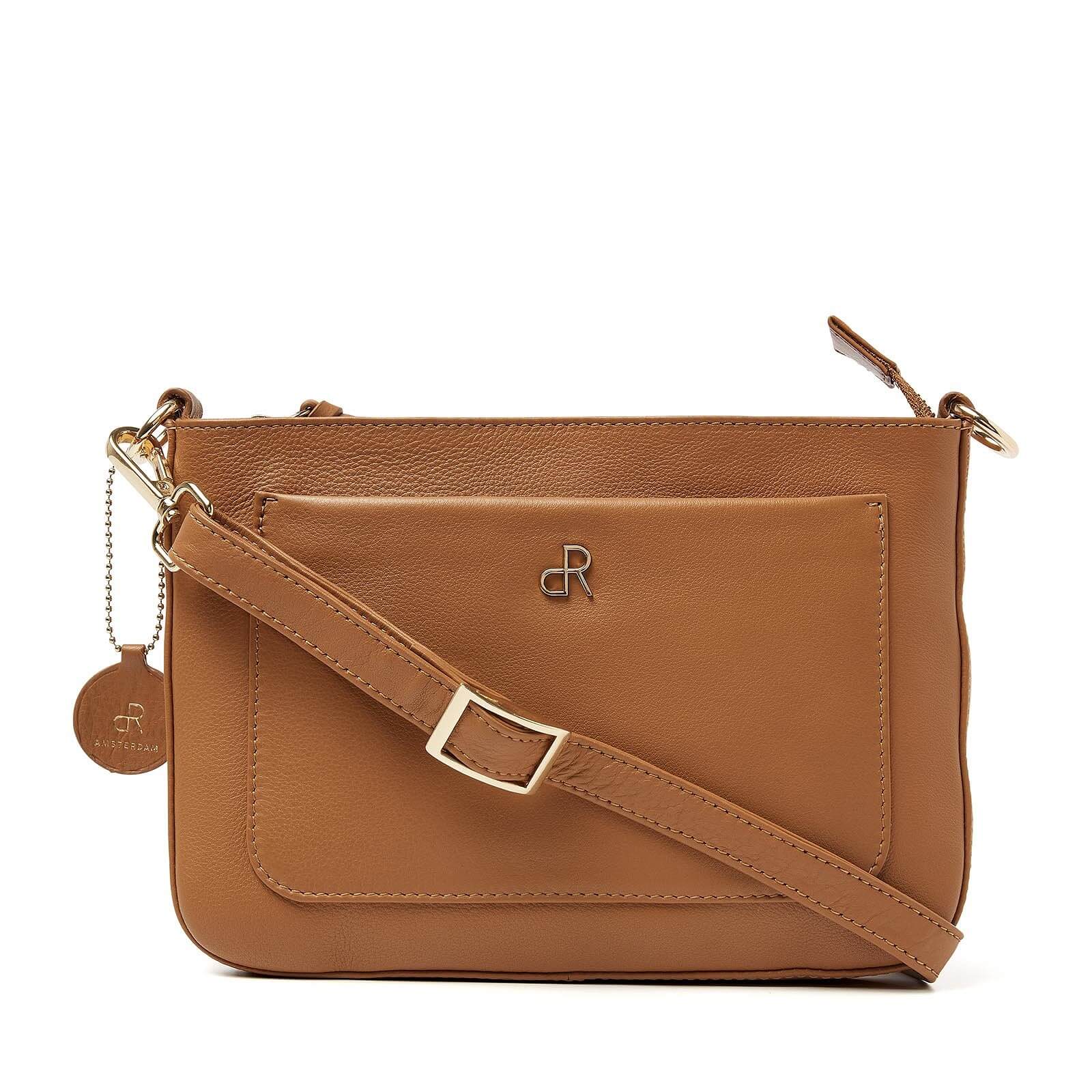 dR Amsterdam leren crossbody tas Faggio voor dames 903707 cognac