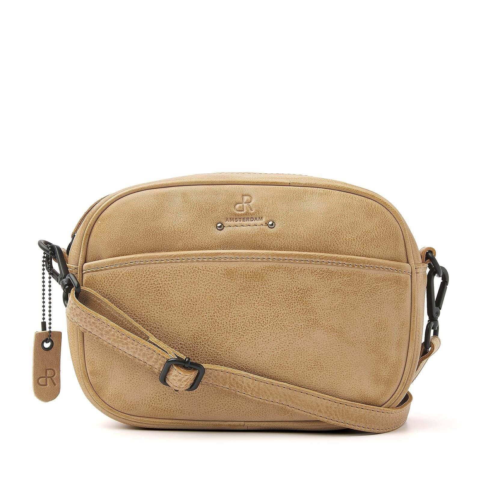 dR Amsterdam leren crossbody tas Tampa voor dames 933671 beige