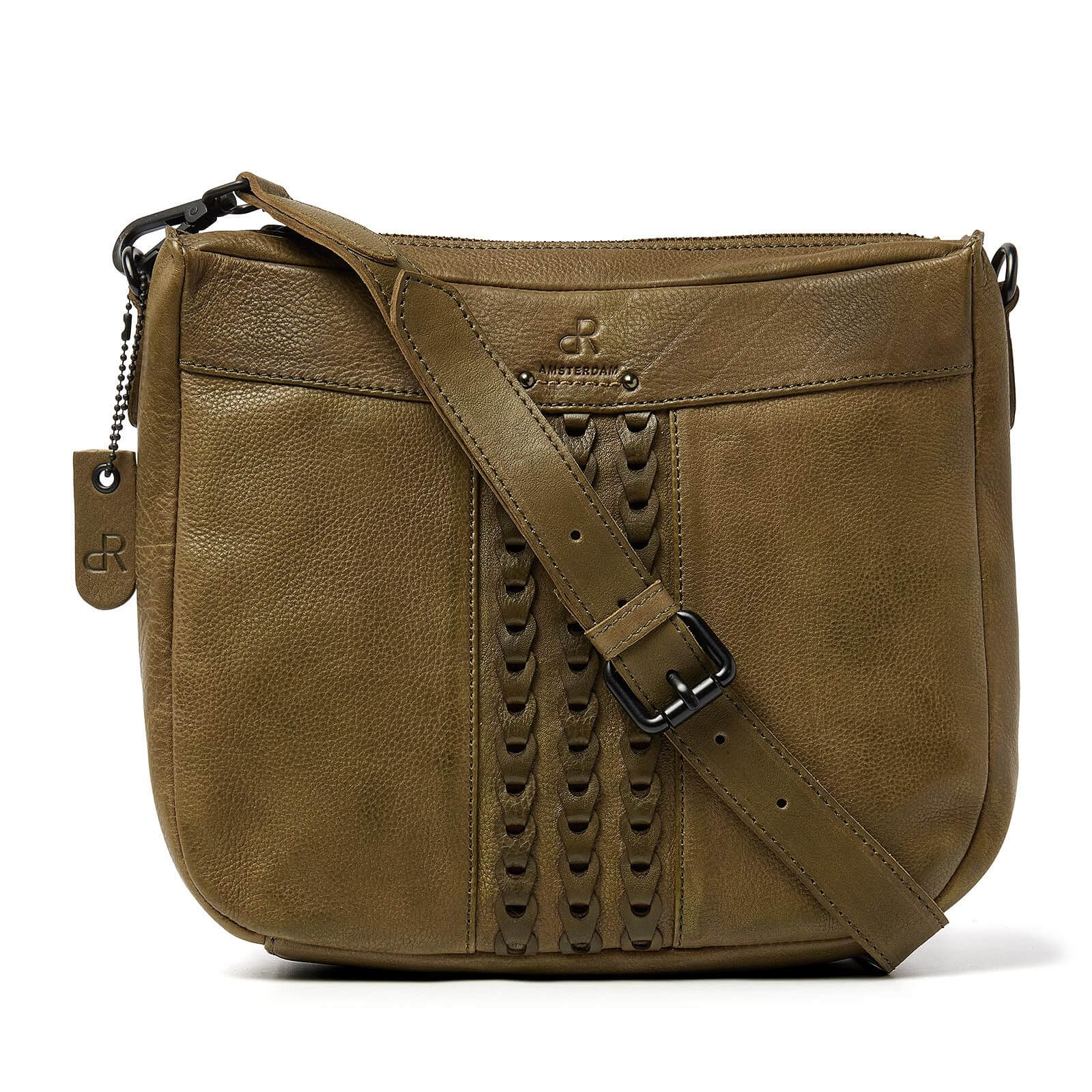 dR Amsterdam leren crossbody tas Tampa voor dames 933720 groen