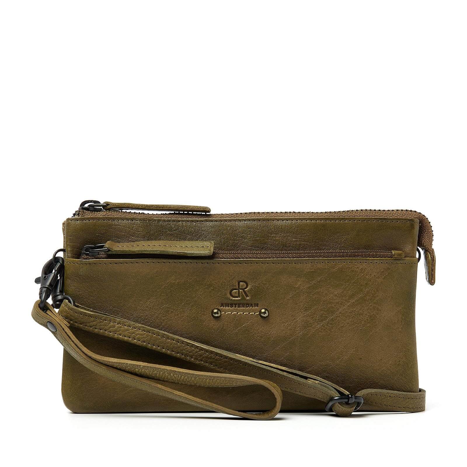 dR Amsterdam leren crossbody tas Tampa voor dames 933731 groen