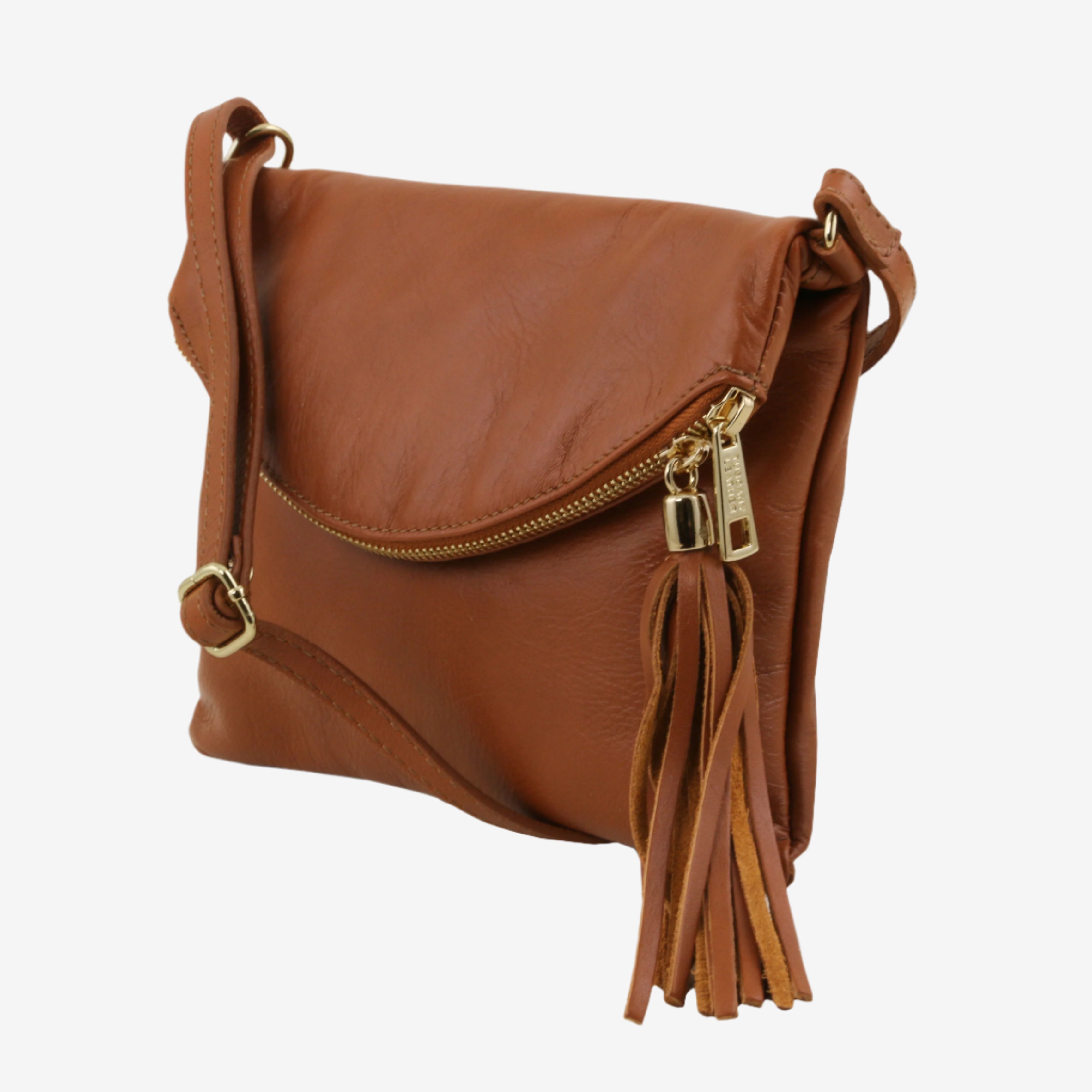Tuscany Leather crossbodytassen dames TL Young Bag TL141153 Cognac zijkant