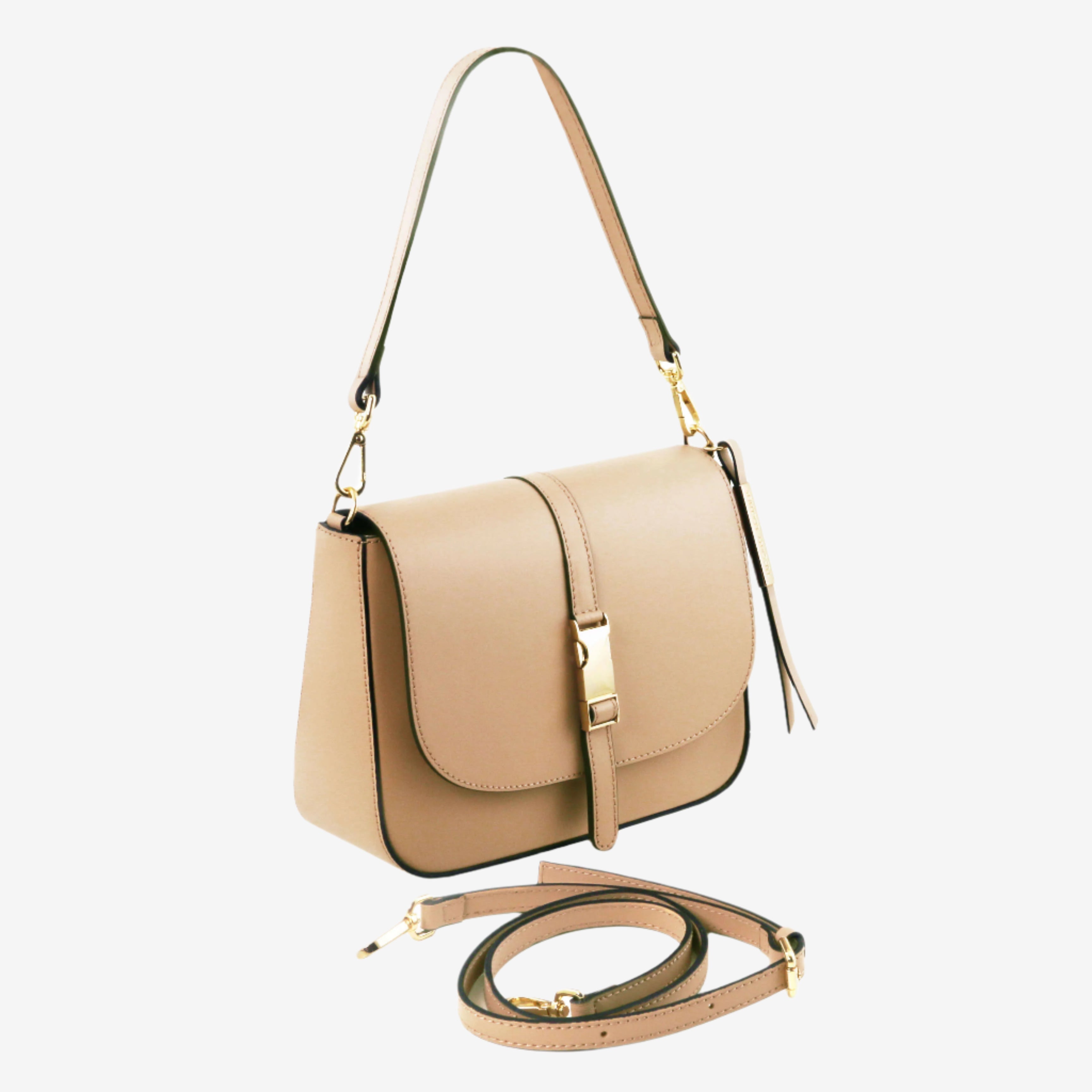 Tuscany Leather schoudertassen dames Nausica TL141598 champagne zijkant
