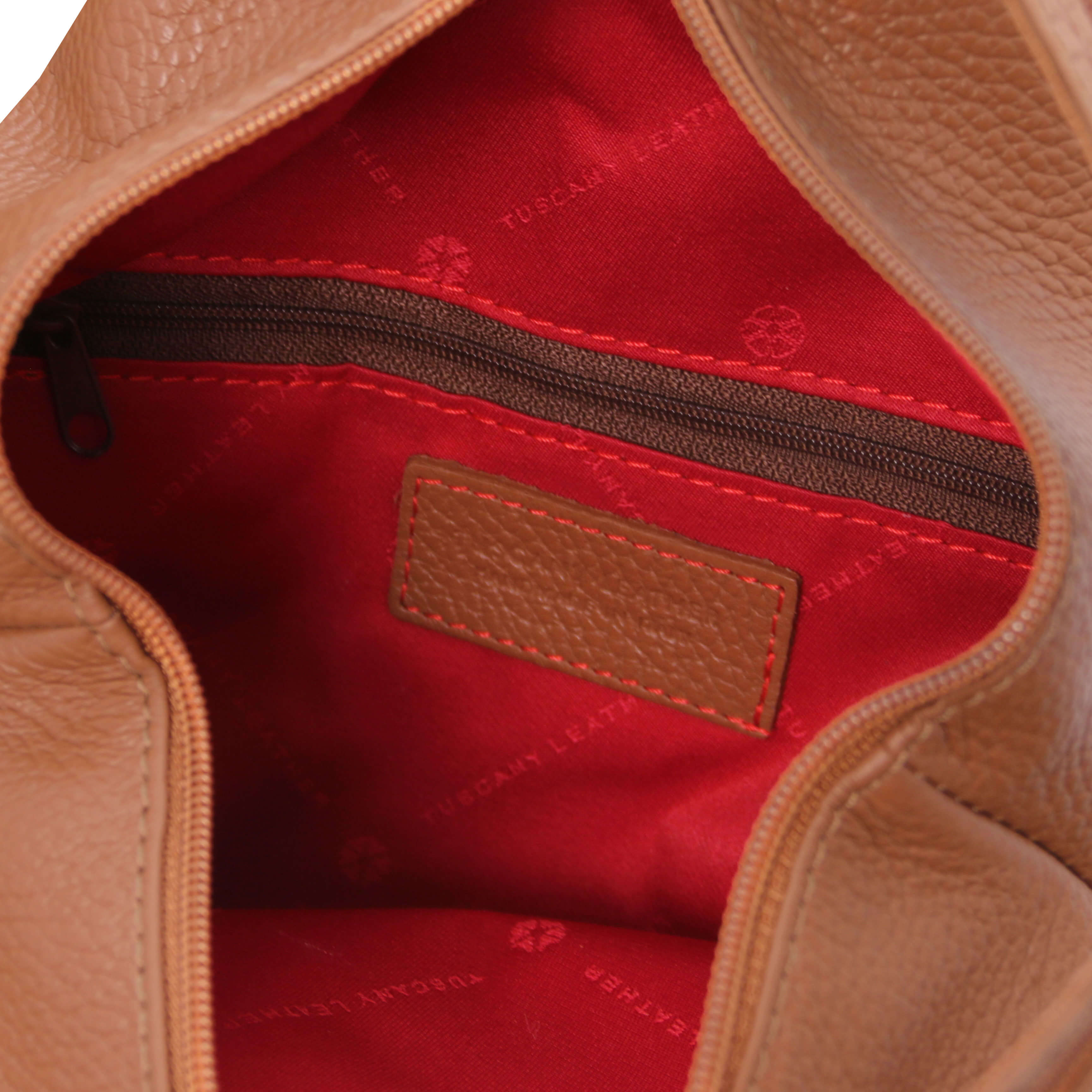 Tuscany Leather rugtas Shanghai cognac binnenkant
