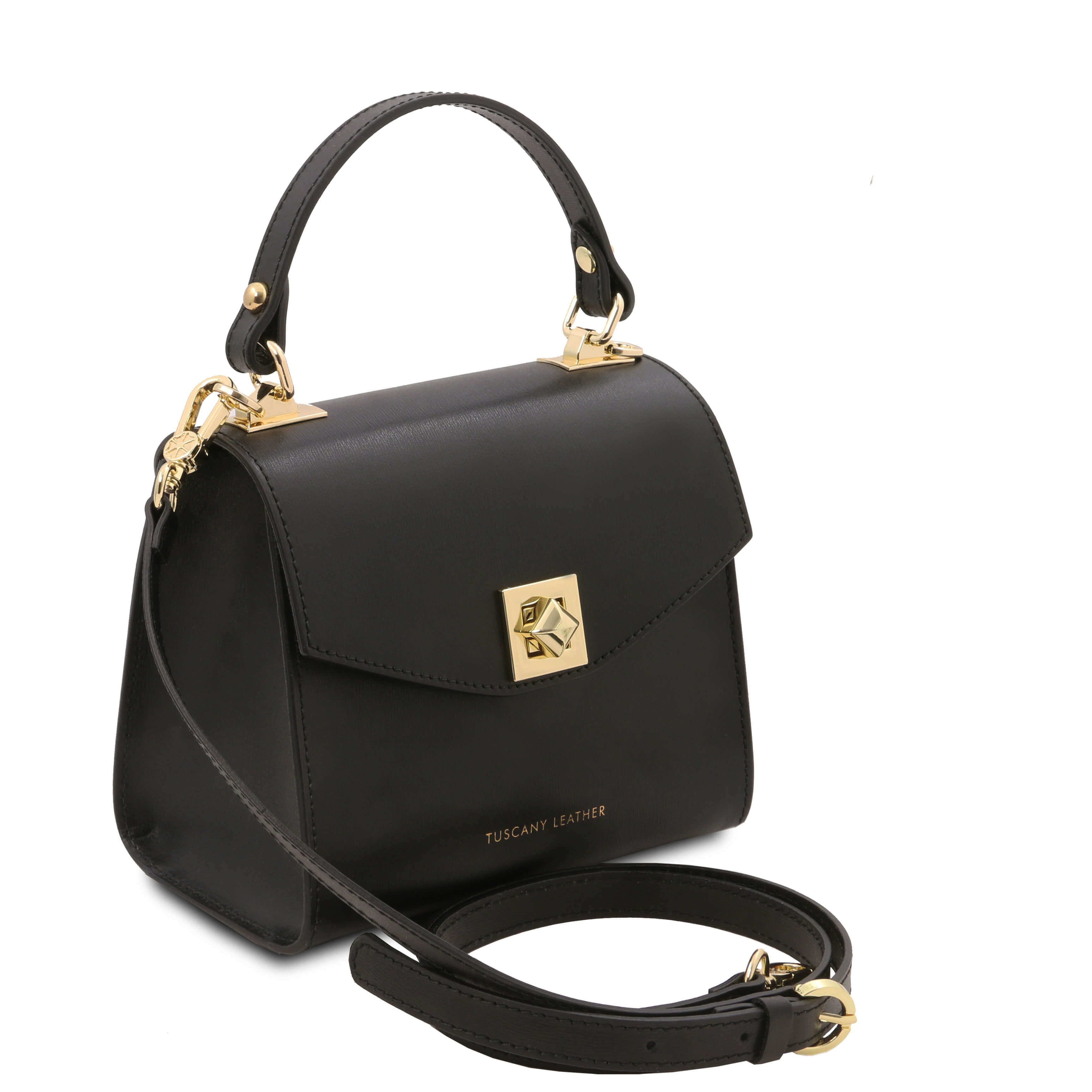 Tuscany Leather handtas leer dames TL Bag mini TL142203 zwart zijkant
