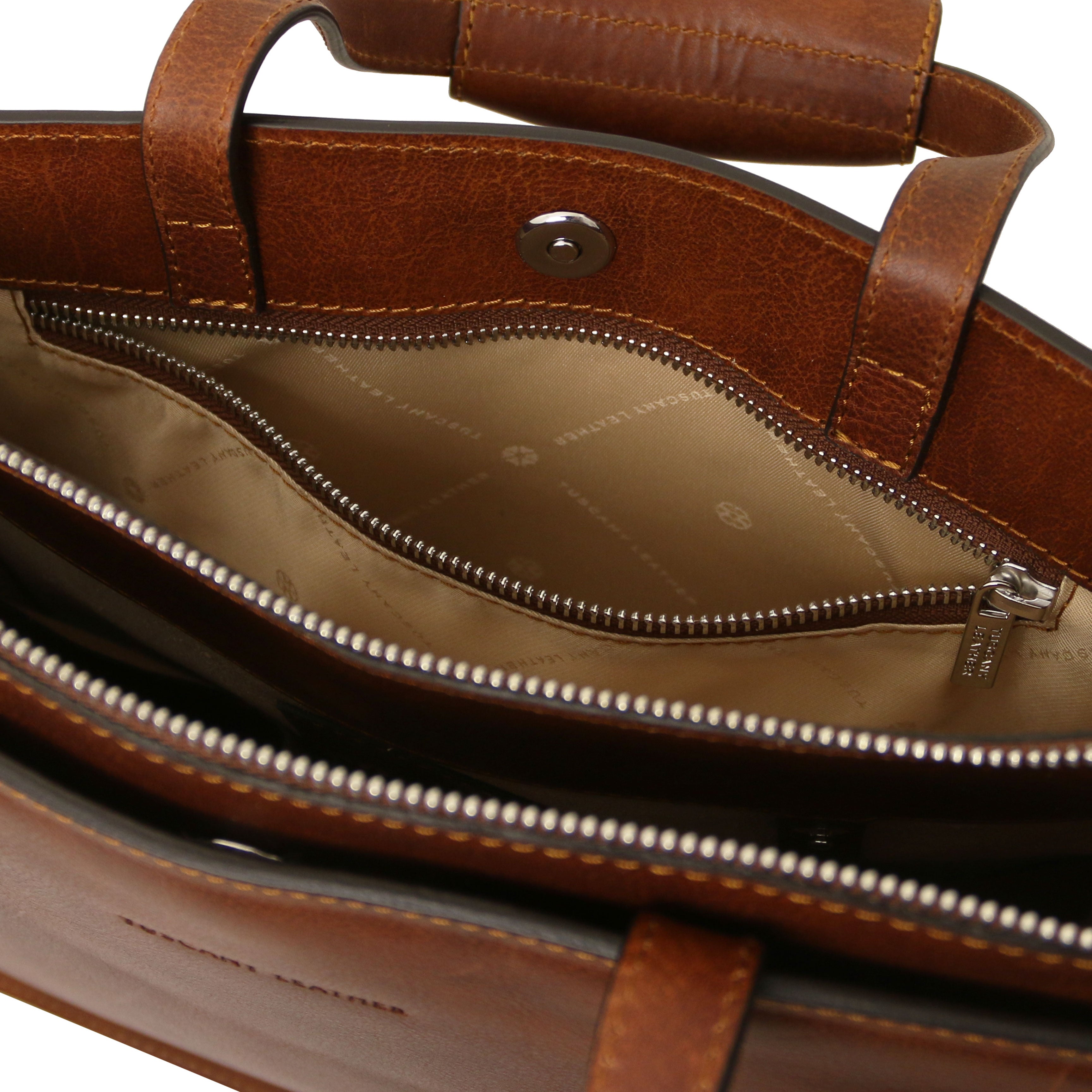 Tuscany Leather aktetassen dames Palermo TL142452 Brown binnenvakken